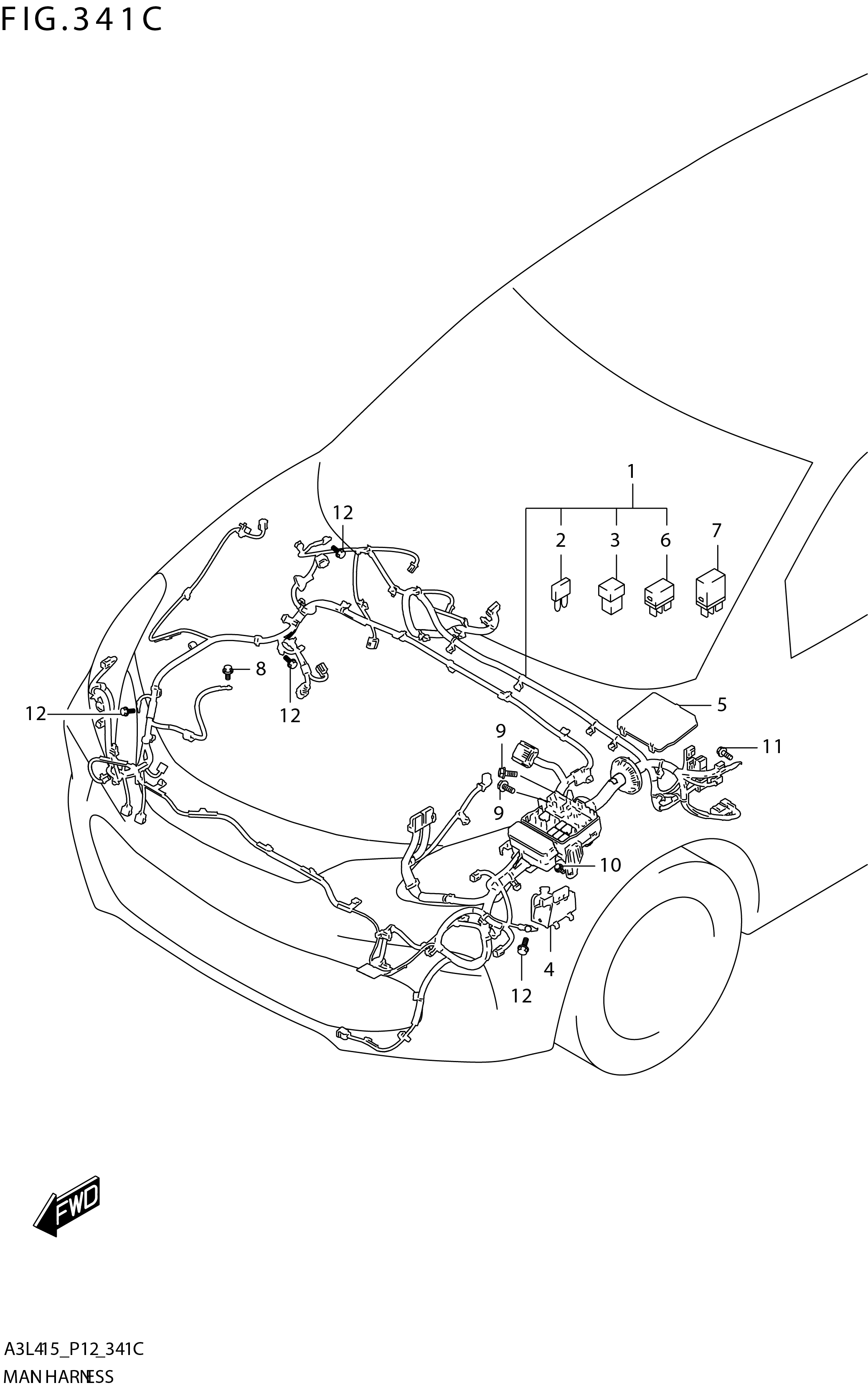FIG. 341C MAIN HARNESS (GLX:5MT)