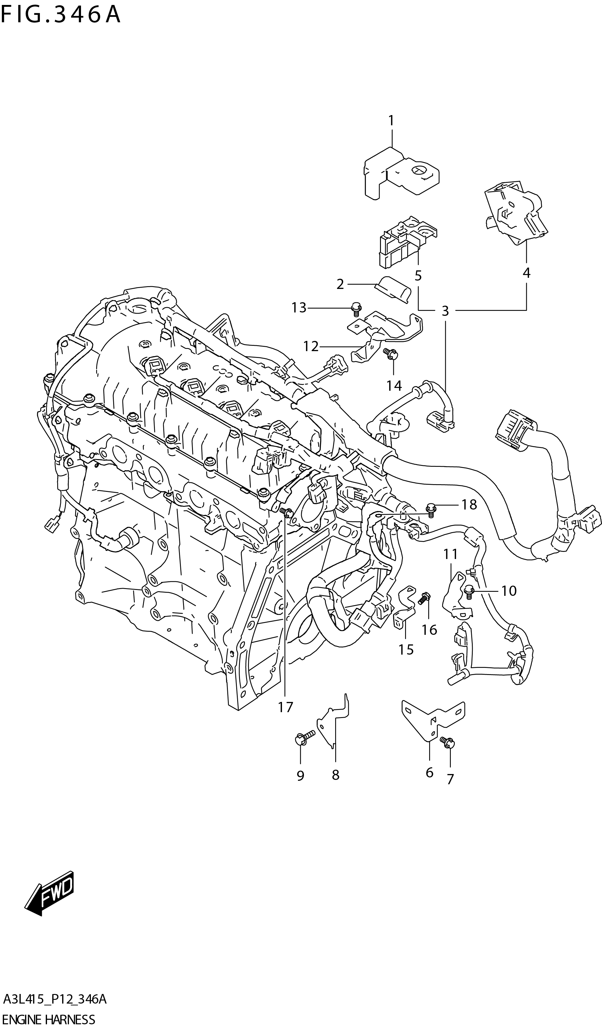 FIG. 346A ENGINEHARNESS (GL:5M T)