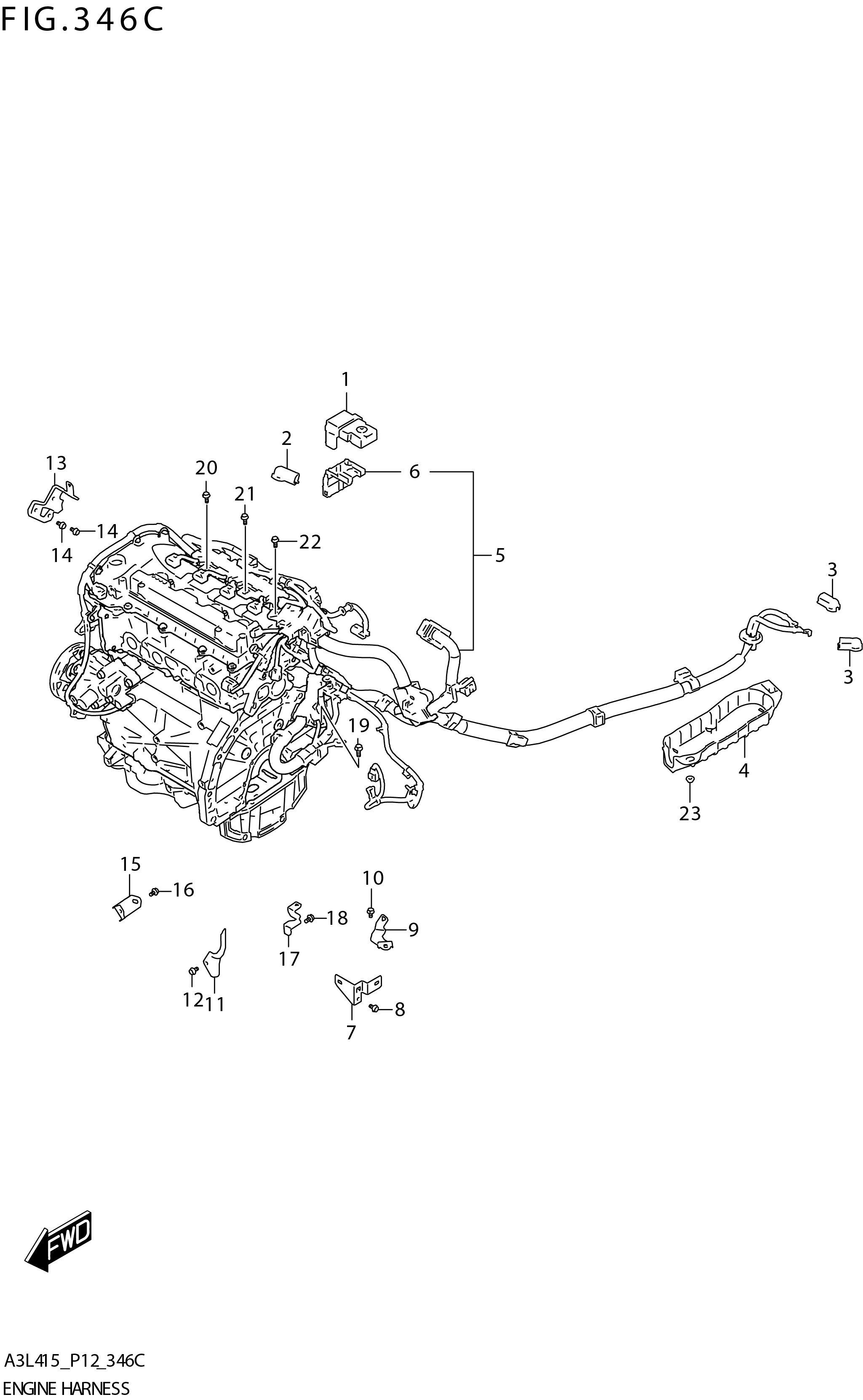 FIG. 346C ENGINEHARNESS (GLX:5 MT)
