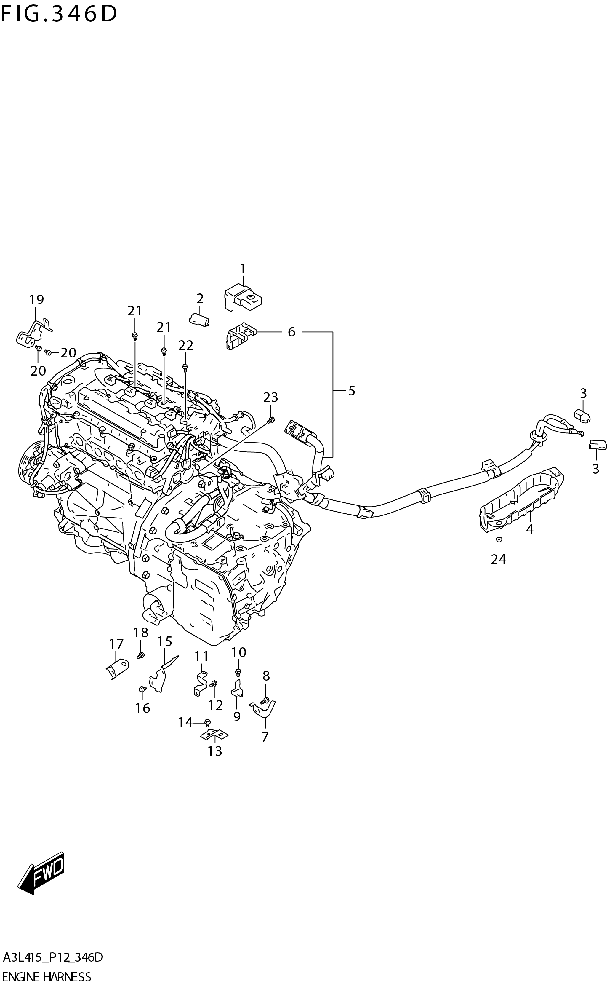 FIG. 346D ENGINEHARNESS (GLX:6 AT)