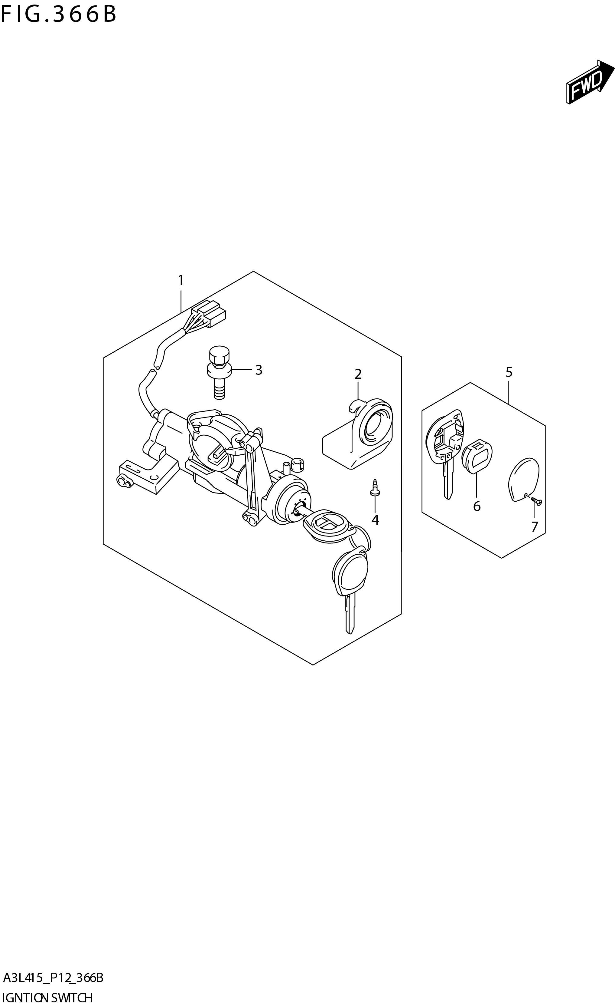 FIG. 366B IGNITION SWITCH (GL:5MT)