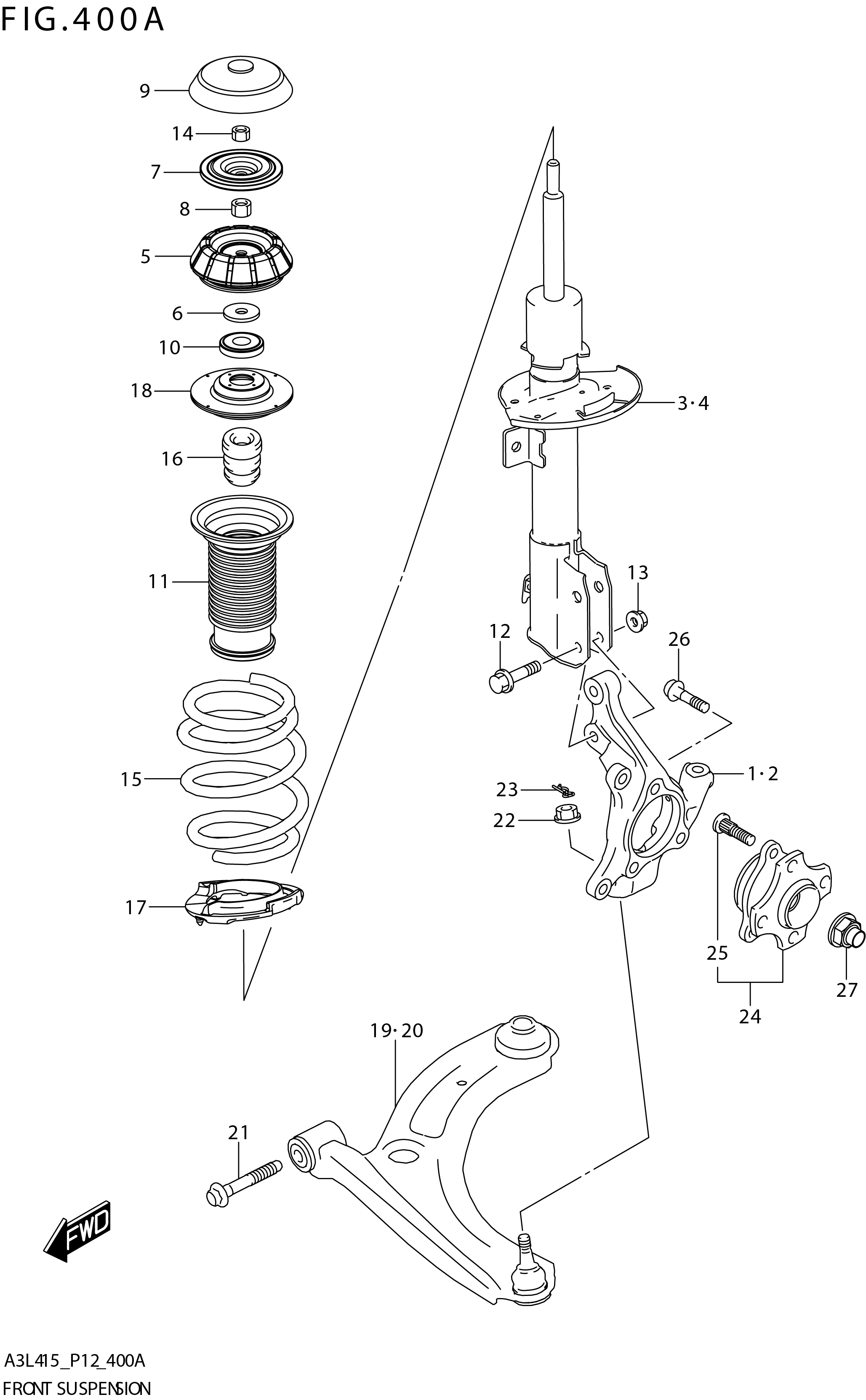 FIG. 400A FRONT SUSPENSION
