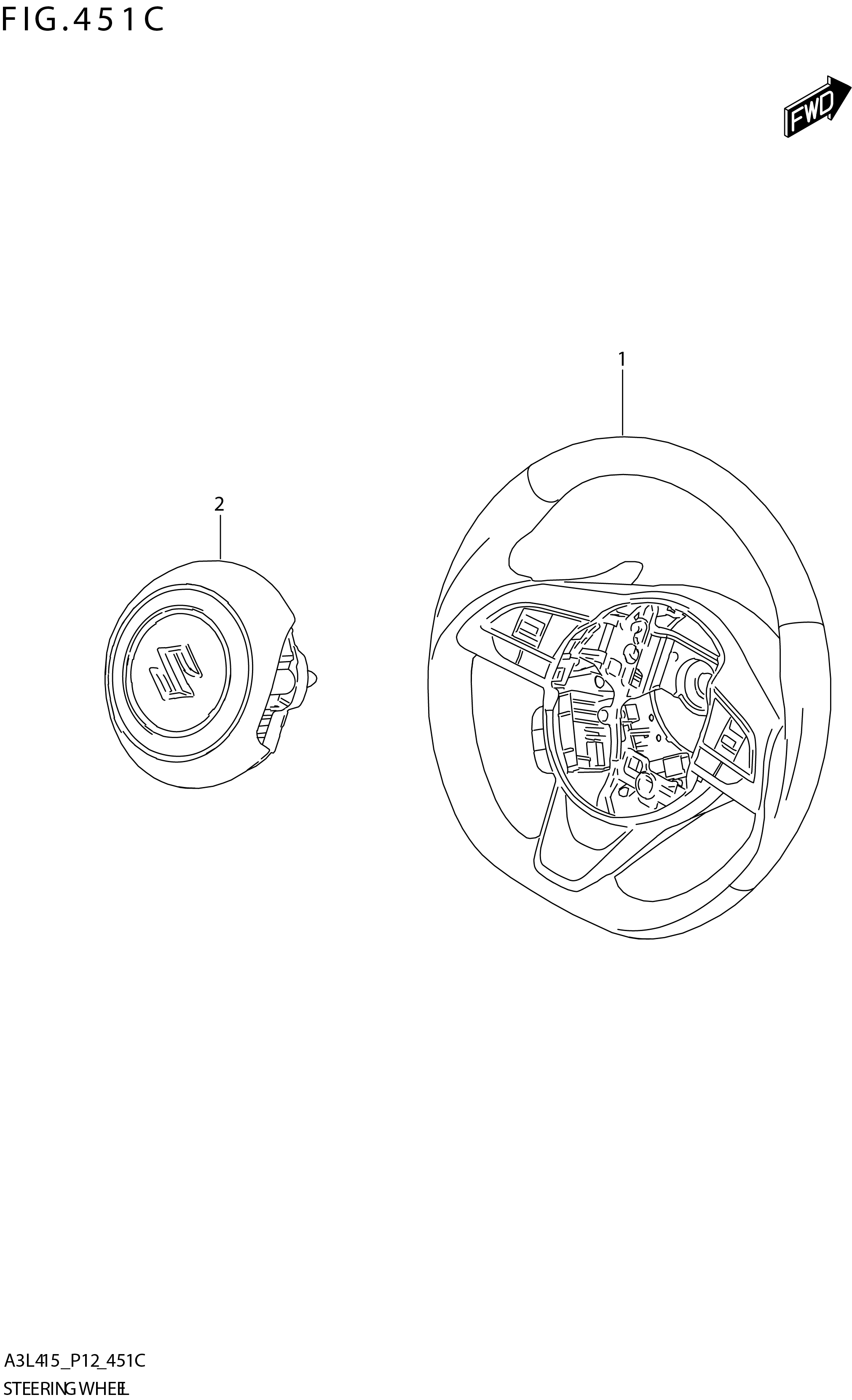 FIG. 451C STEERING WHEEL (GLX:W_PDL_SW:N_AEBR)