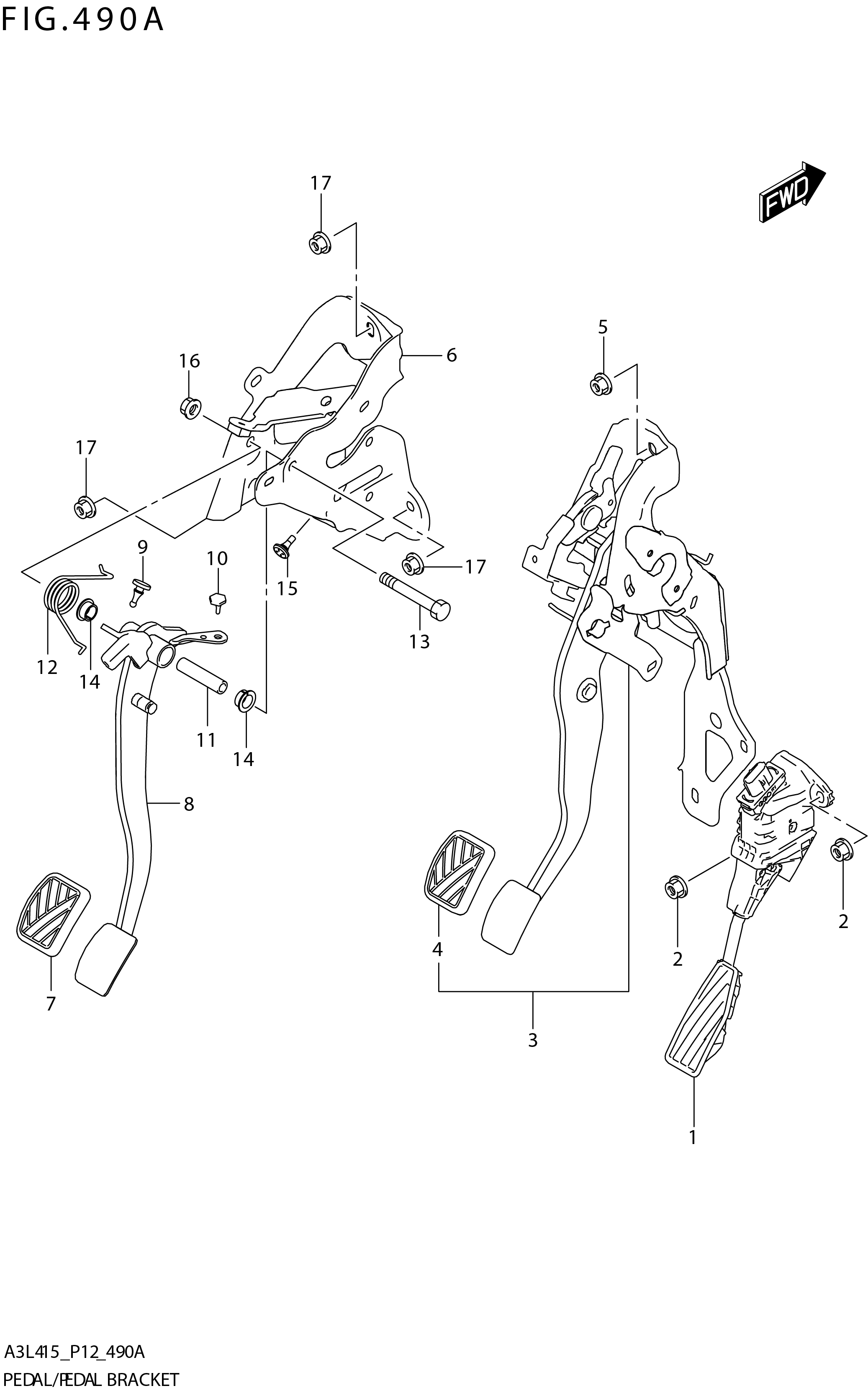 FIG. 490A PEDAL/PEDAL BRACKET (5MT)