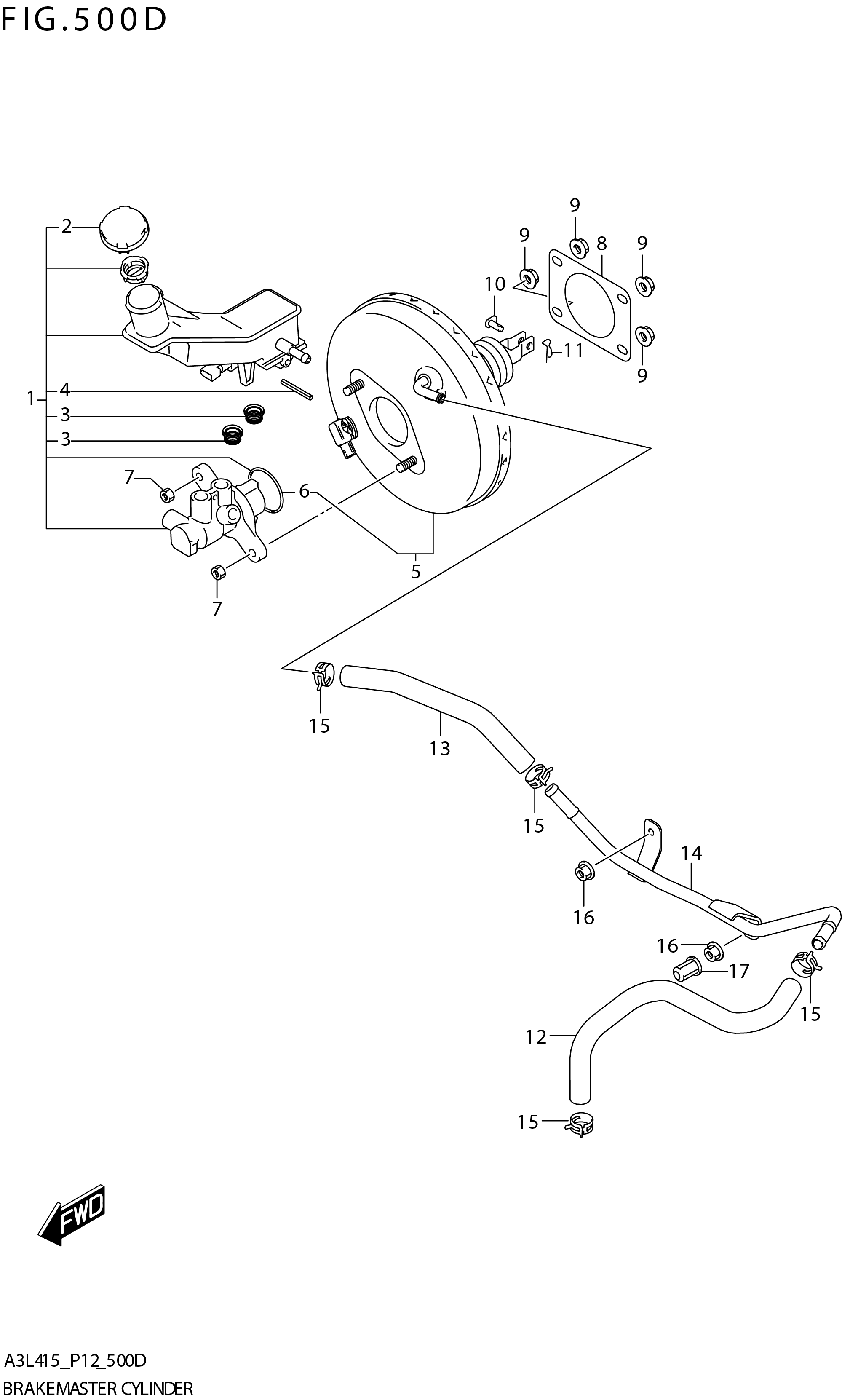 FIG. 500D BRAKE MASTER CYLINDER(GLX:K15C:5MT)