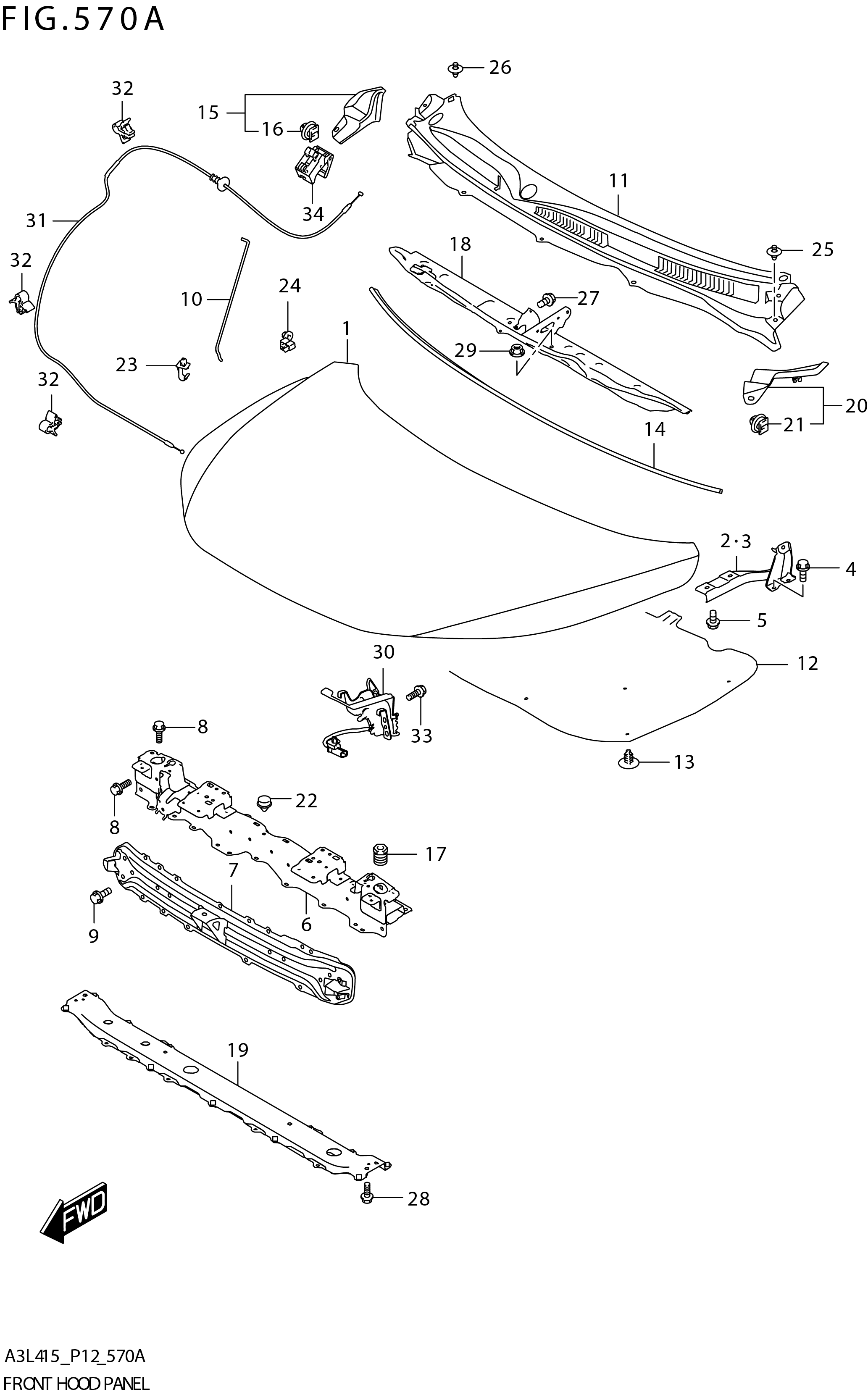 FIG. 570A FRONT HOOD PANEL