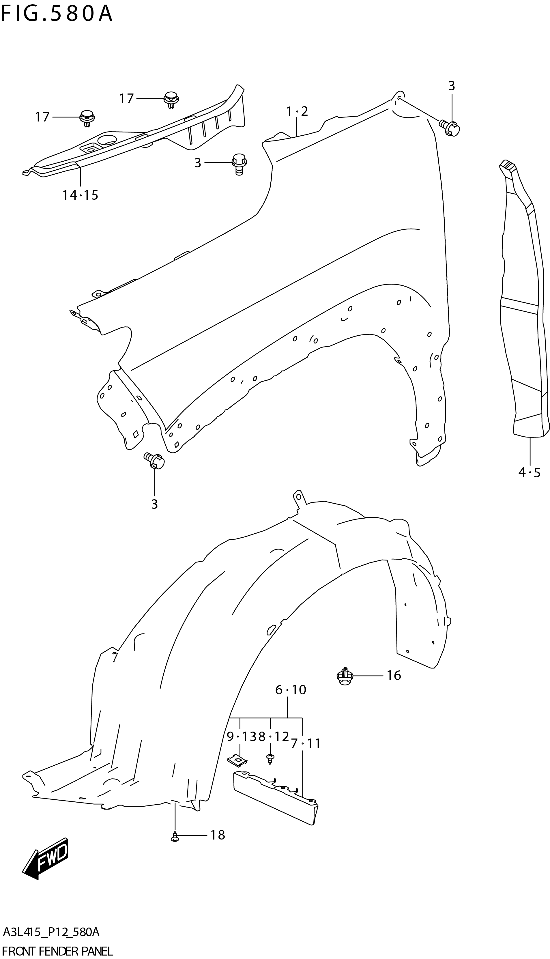 FIG. 580A FRONT FENDER PANEL