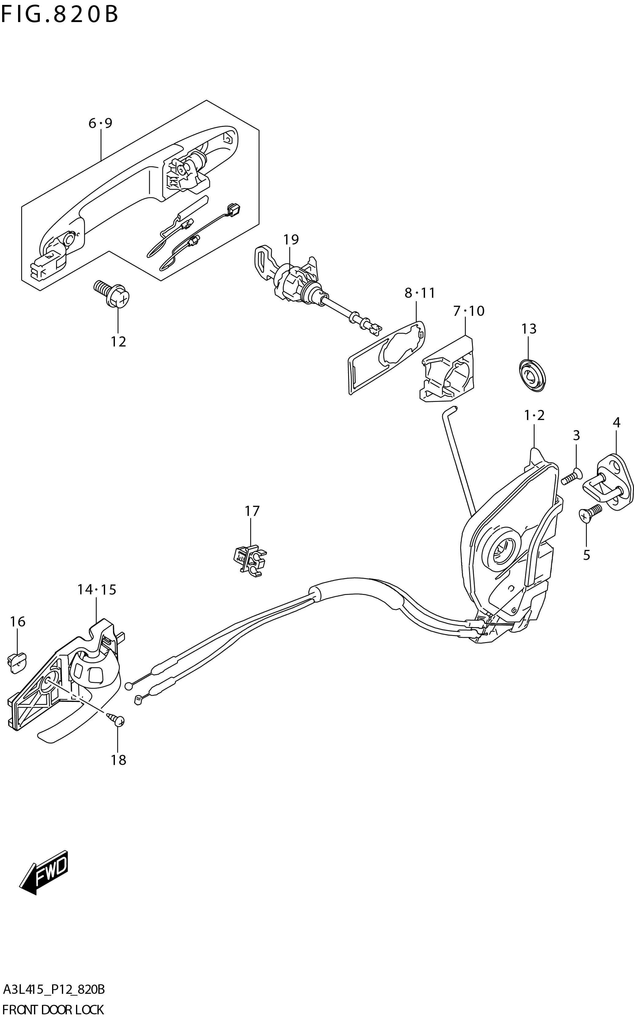 FIG. 820B FRONT DOOR LOCK (GLX)