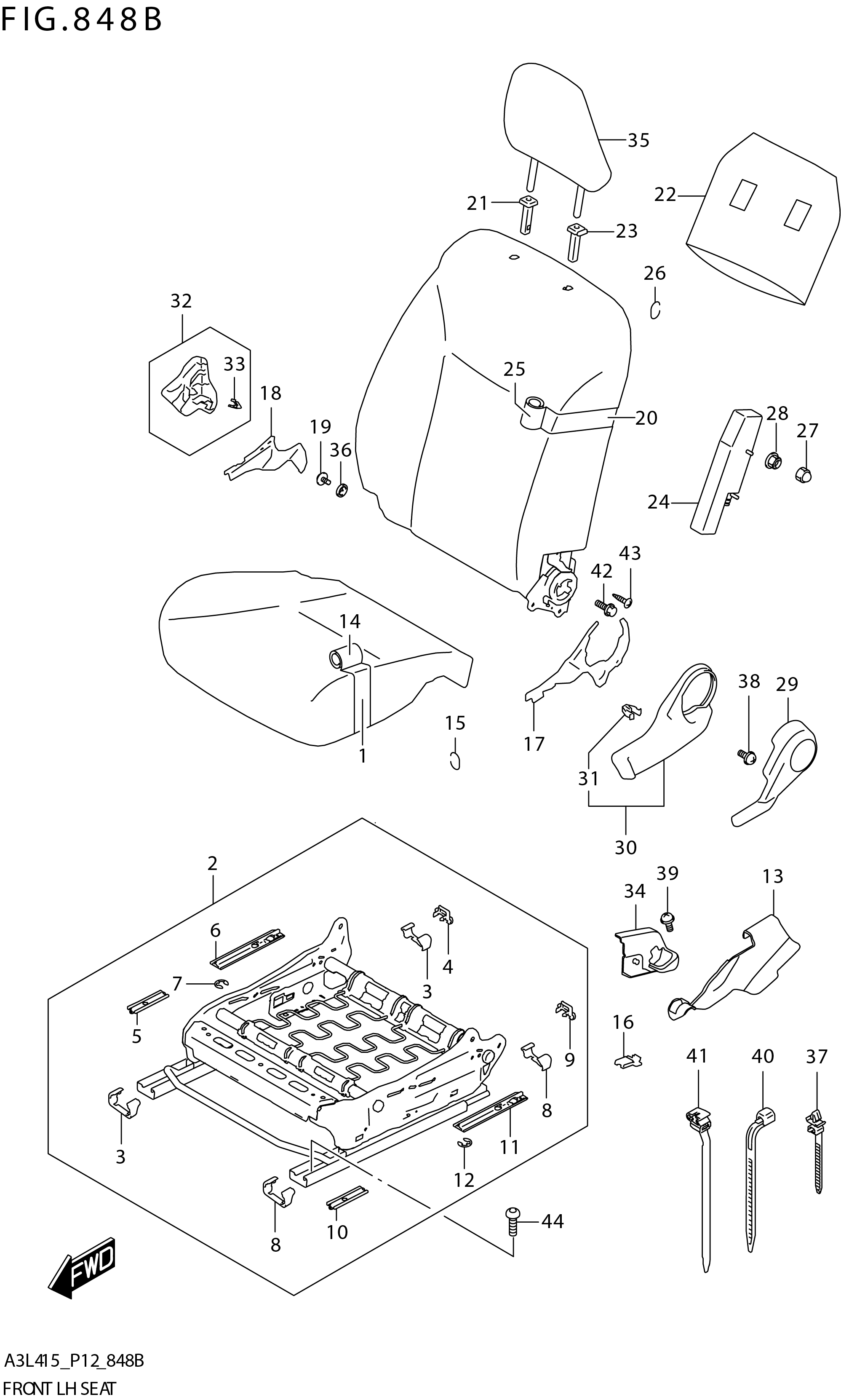 FIG. 848B FRONT LH SEAT (W_AEBMCR)