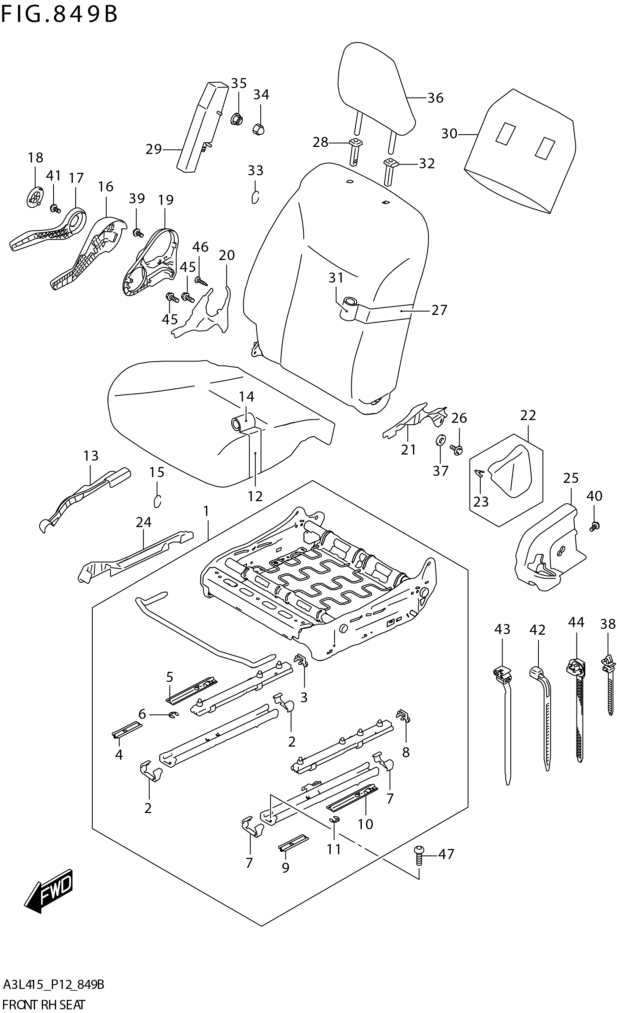 FIG. 849B FRONT RH SEAT (W_AEBMCR)