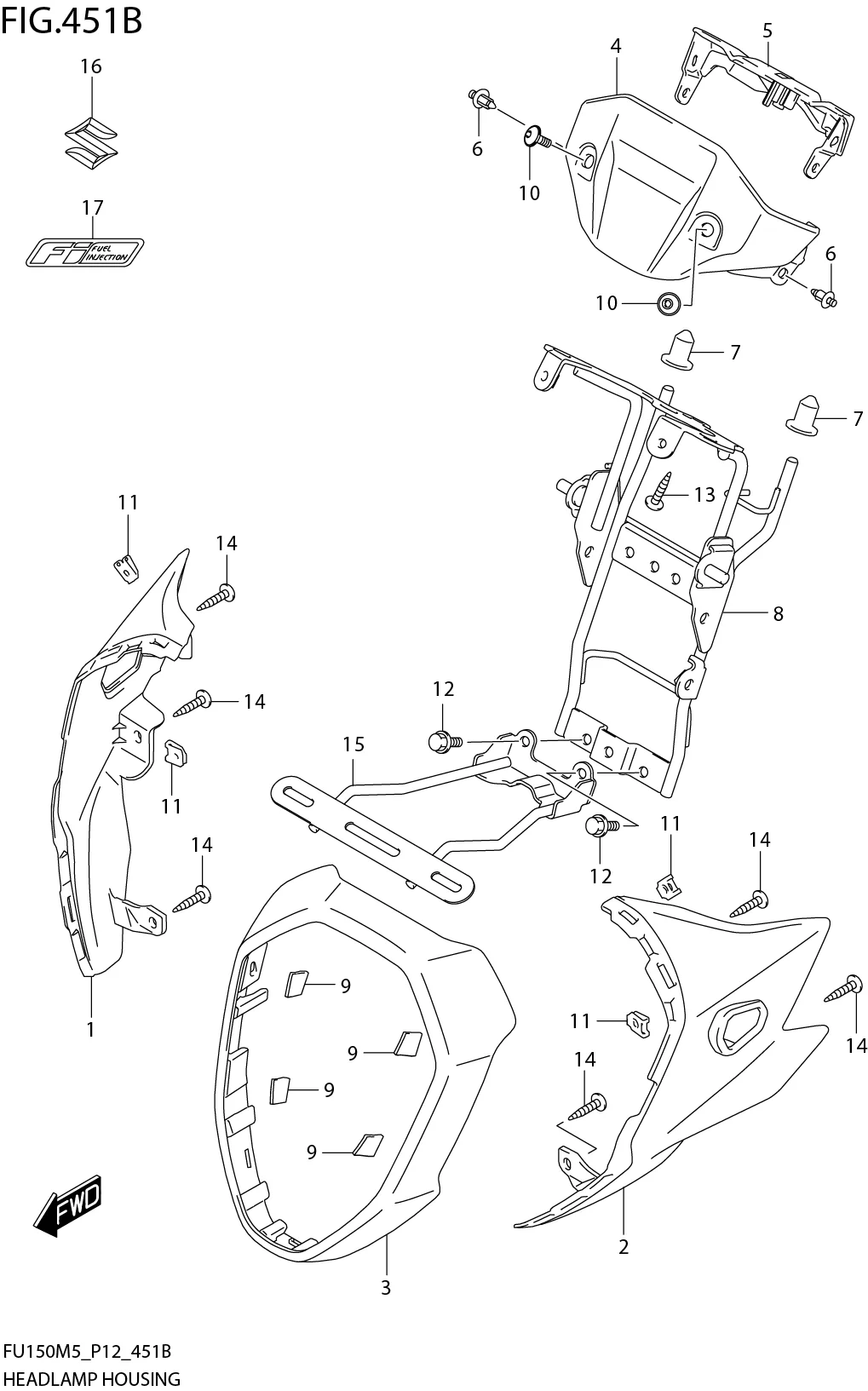 FIG. 451B HEADLAMP HOUSING (FU150RLM5_P12)