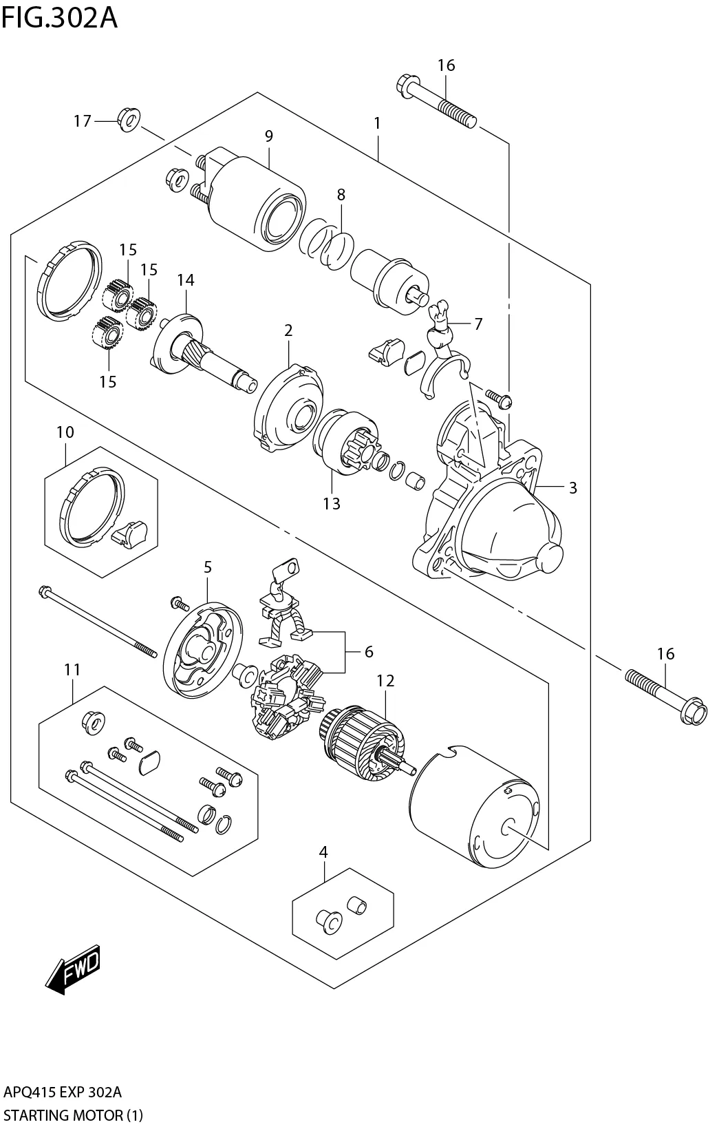 FIG.302A1-L-8 STARTING MOTOR (K15C)