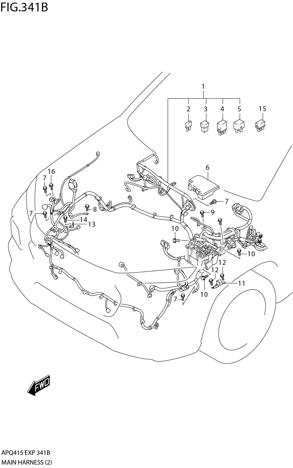 FIG.341B2-G-7 MAIN HARNESS (K15C:RHD:6AT:2WD:W/FRONT CAMERA)
