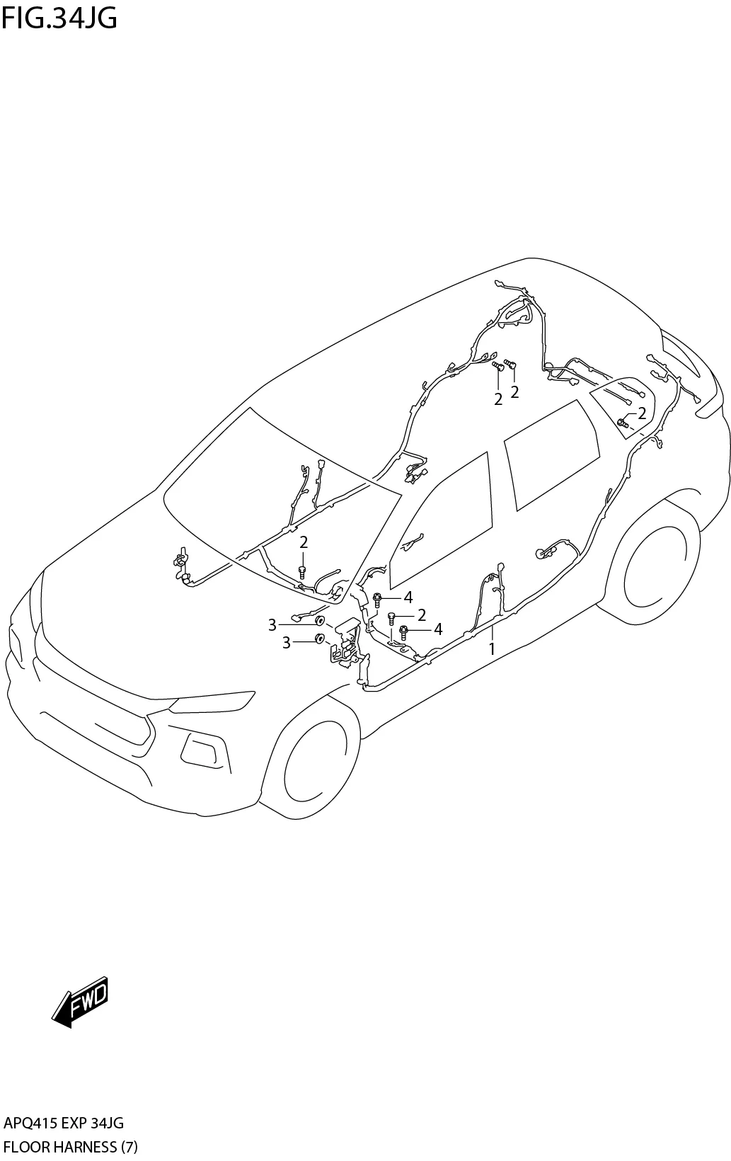 FIG.34JG2-L-9 FLOOR HARNESS (K15C:RHD:2WD:W/LUGGAGE LAMP:E12)