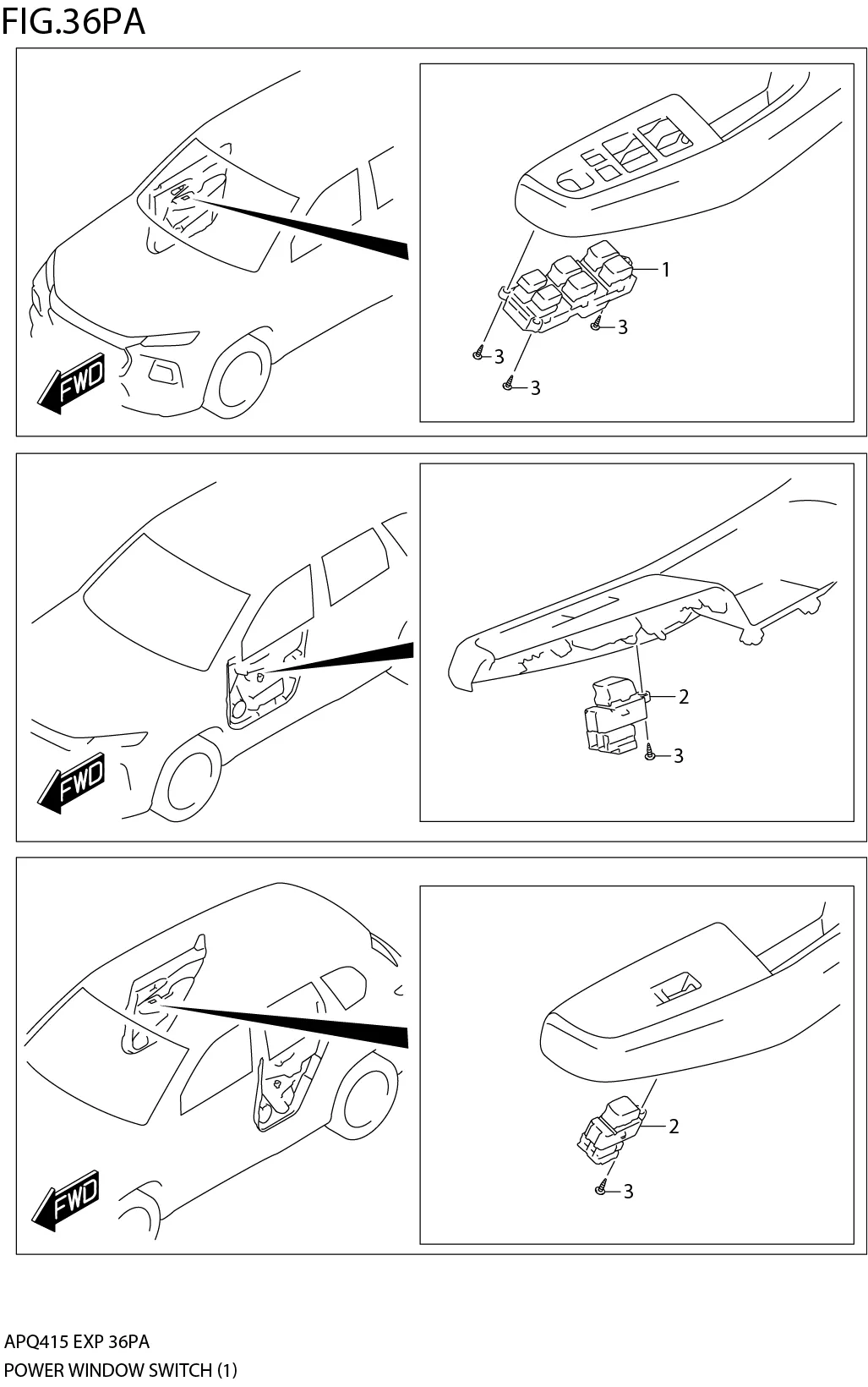 FIG.36PA3-F-13POWER WINDOW SWITCH (RHD)