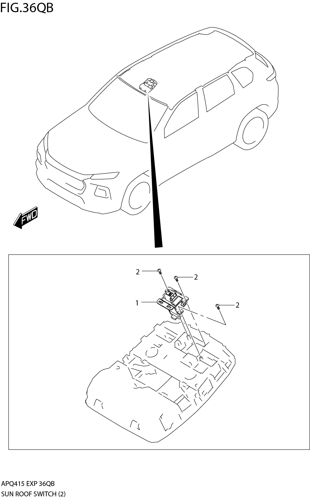 FIG.36QB3-G-3 SUN ROOF SWITCH (N/SUNROOF:W/ECALL:GLX)