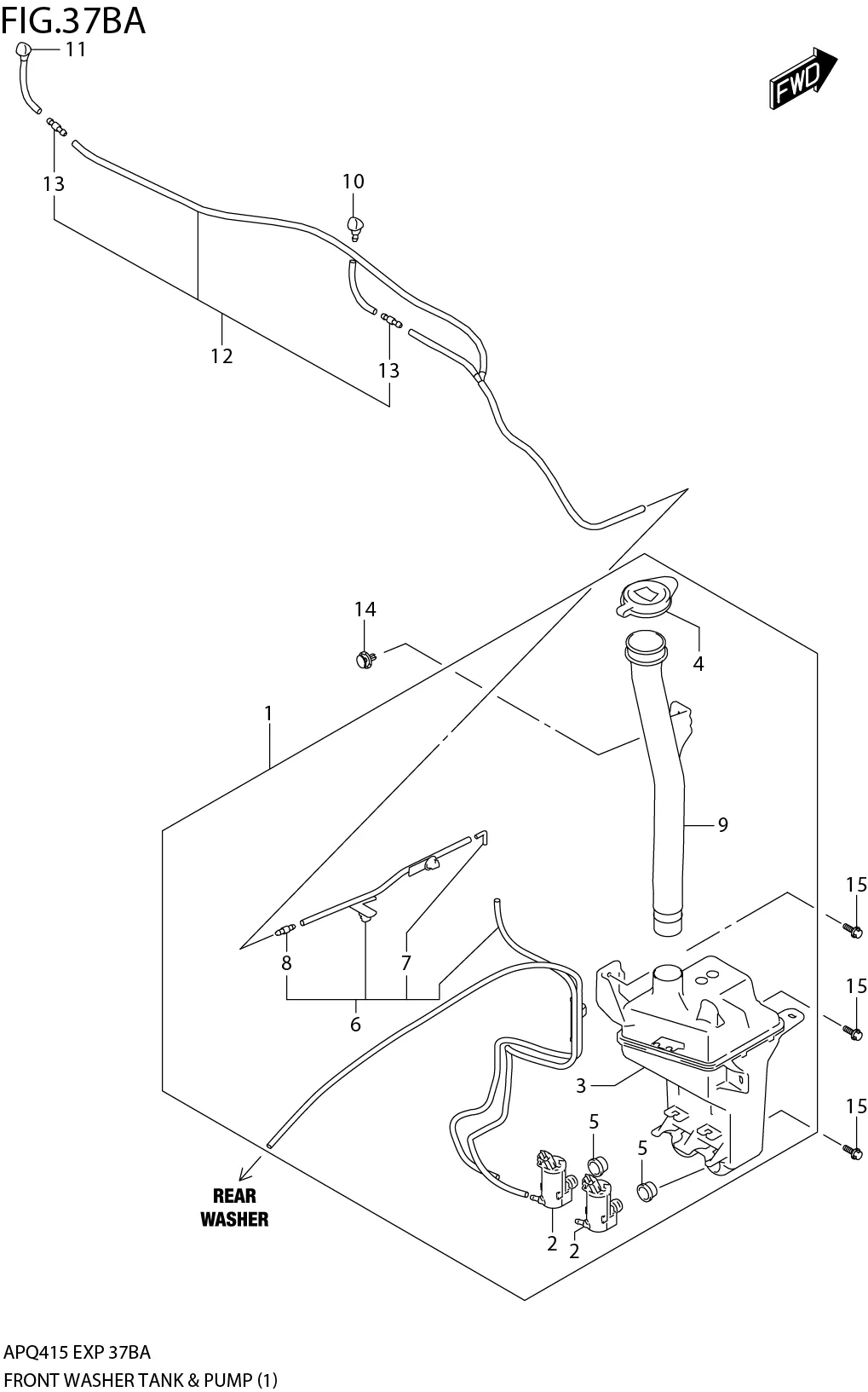 FIG.37BA3-H-3 FRONT WASHER TANK & PUMP (RHD)