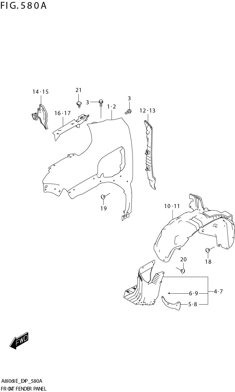 FIG. 580A FRONT FENDER PANEL