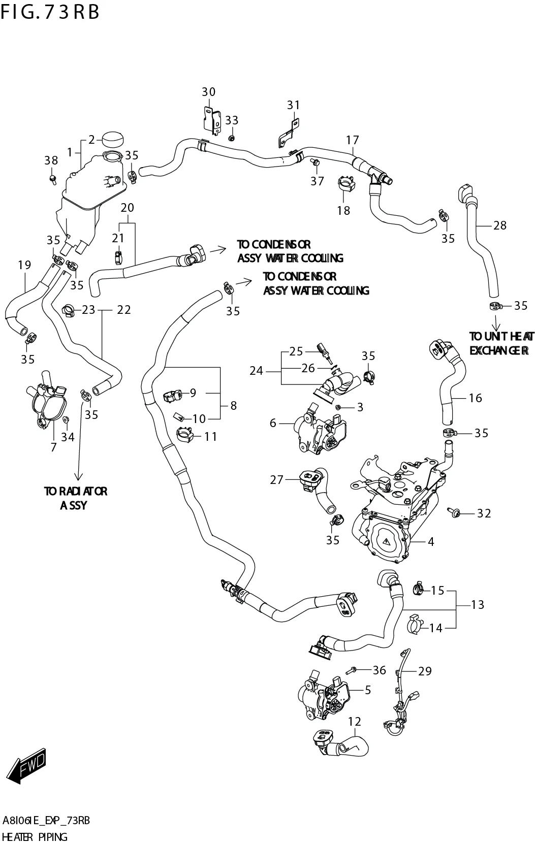 FIG. 73RB HEATER PIPING (RHD)