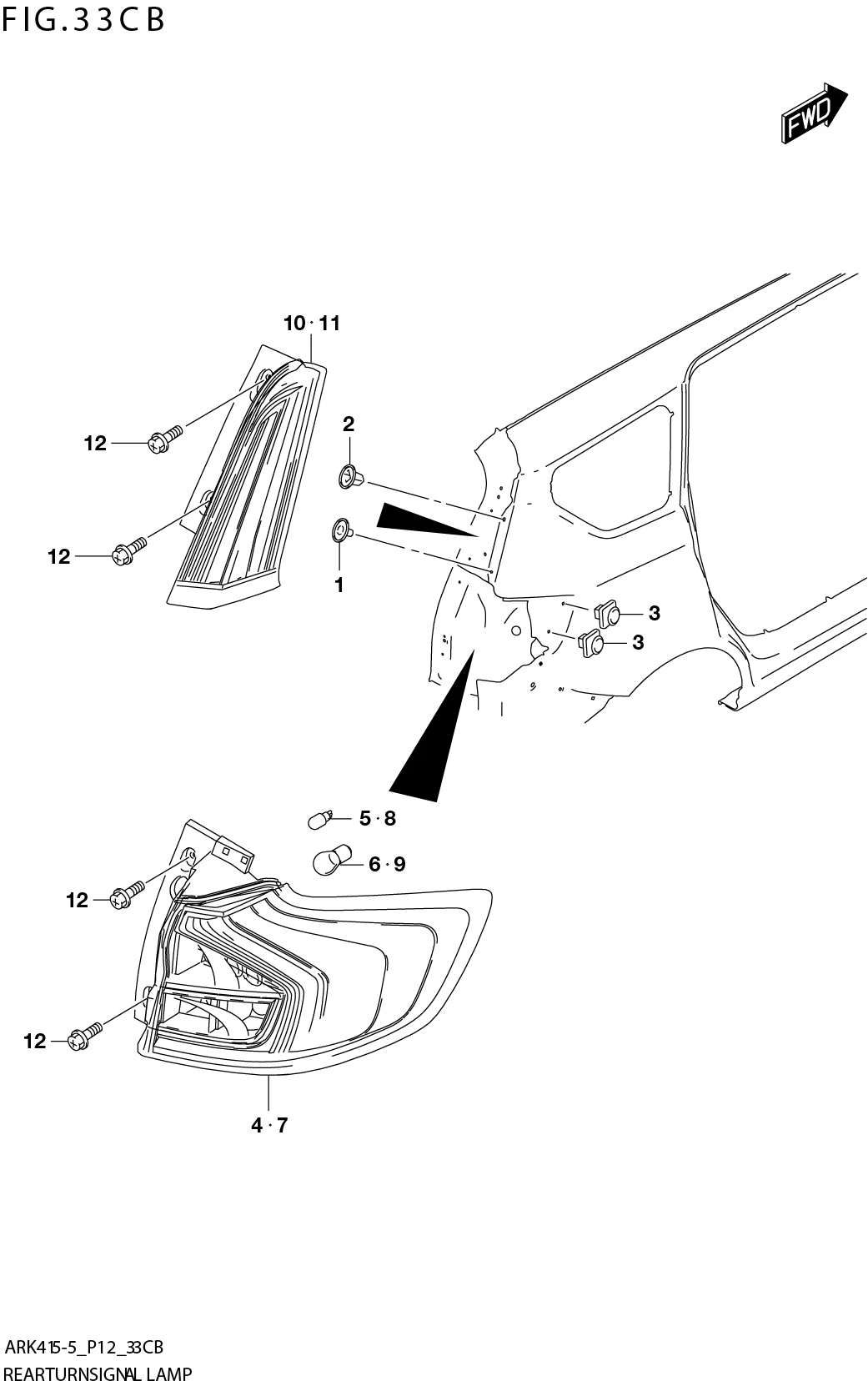 FIG. 33CB REAR TURN SIGNAL LAMP((W_EASS):(GX:4AT:RHD))