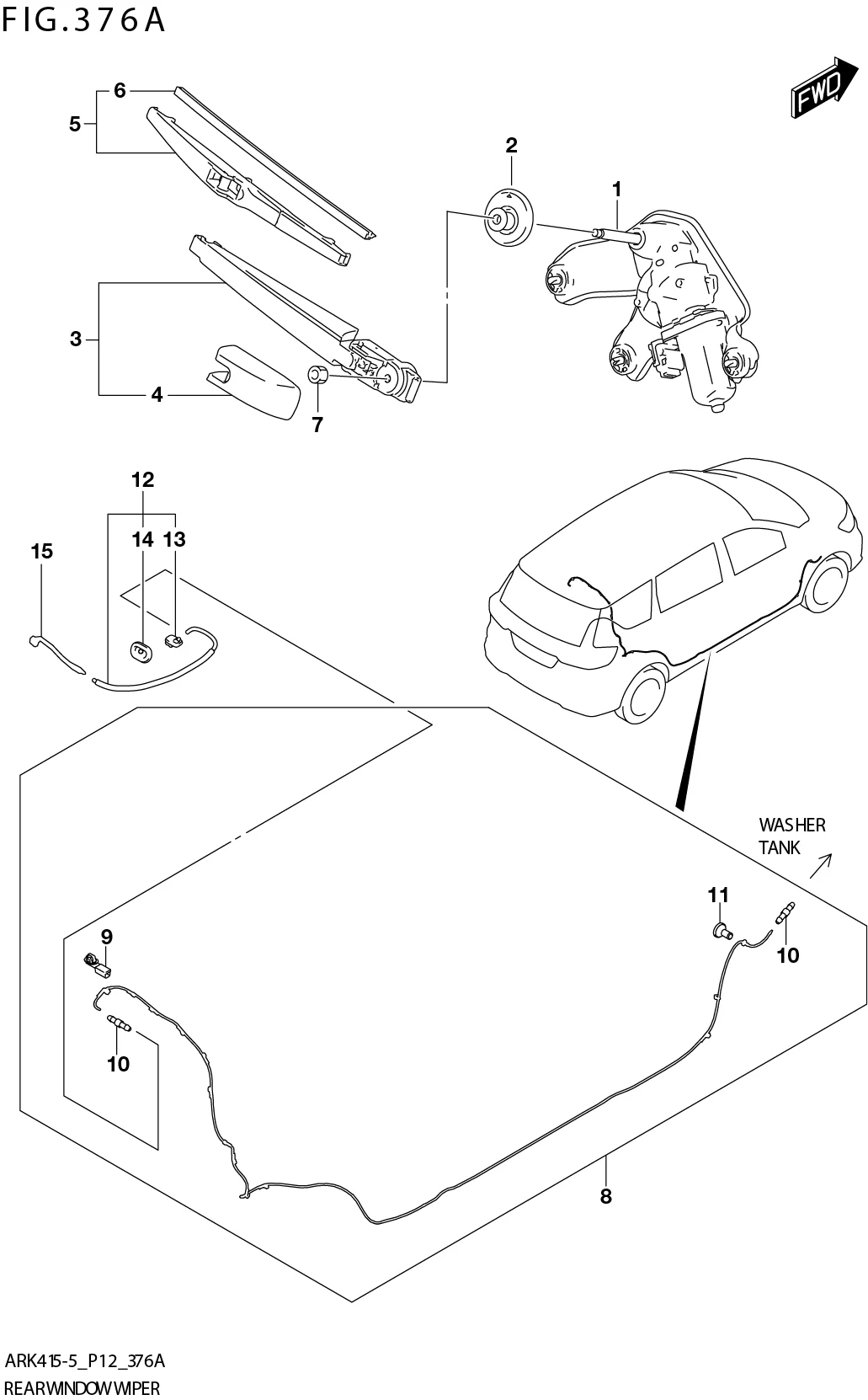 FIG. 376A REAR WINDOW WIPER (GX:4AT:RHD)