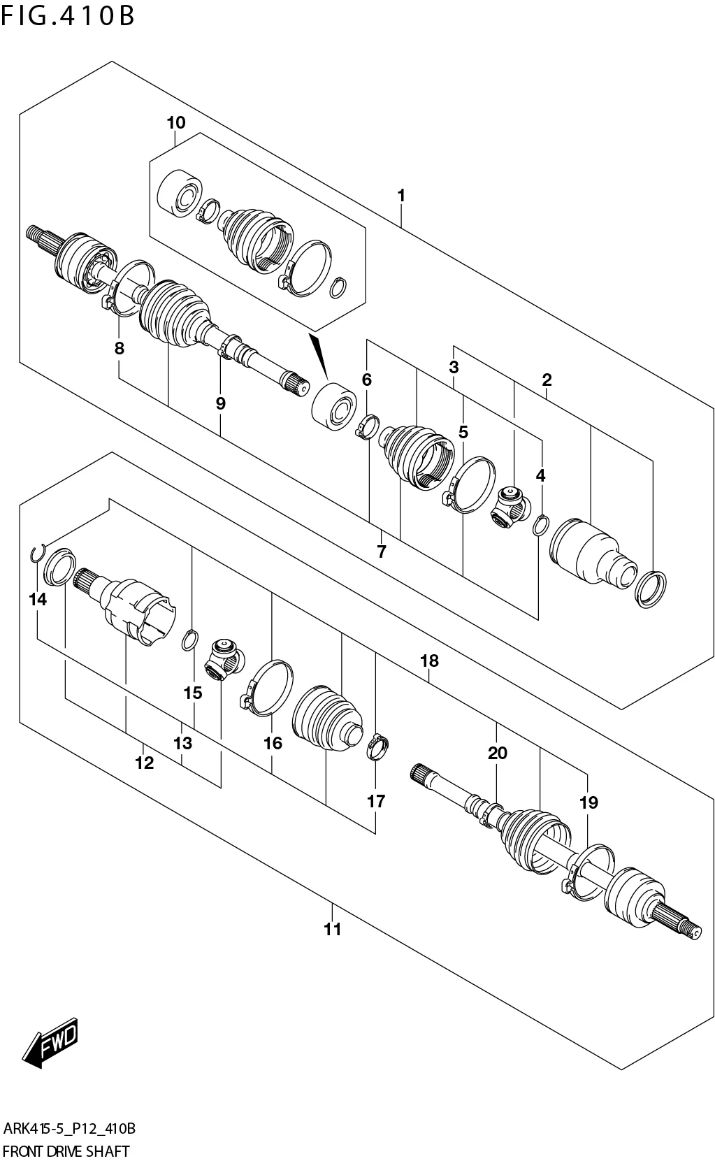 FIG. 410B FRONT DRIVE SHAFT (4AT)