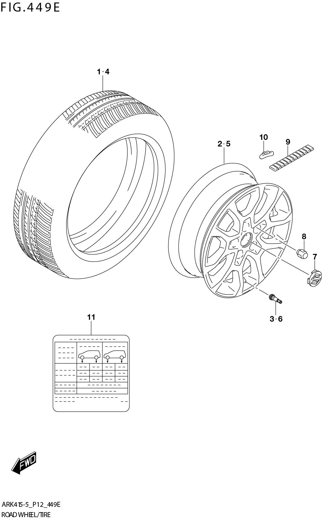 FIG. 449E ROAD WHEEL/TIRE (XL7)