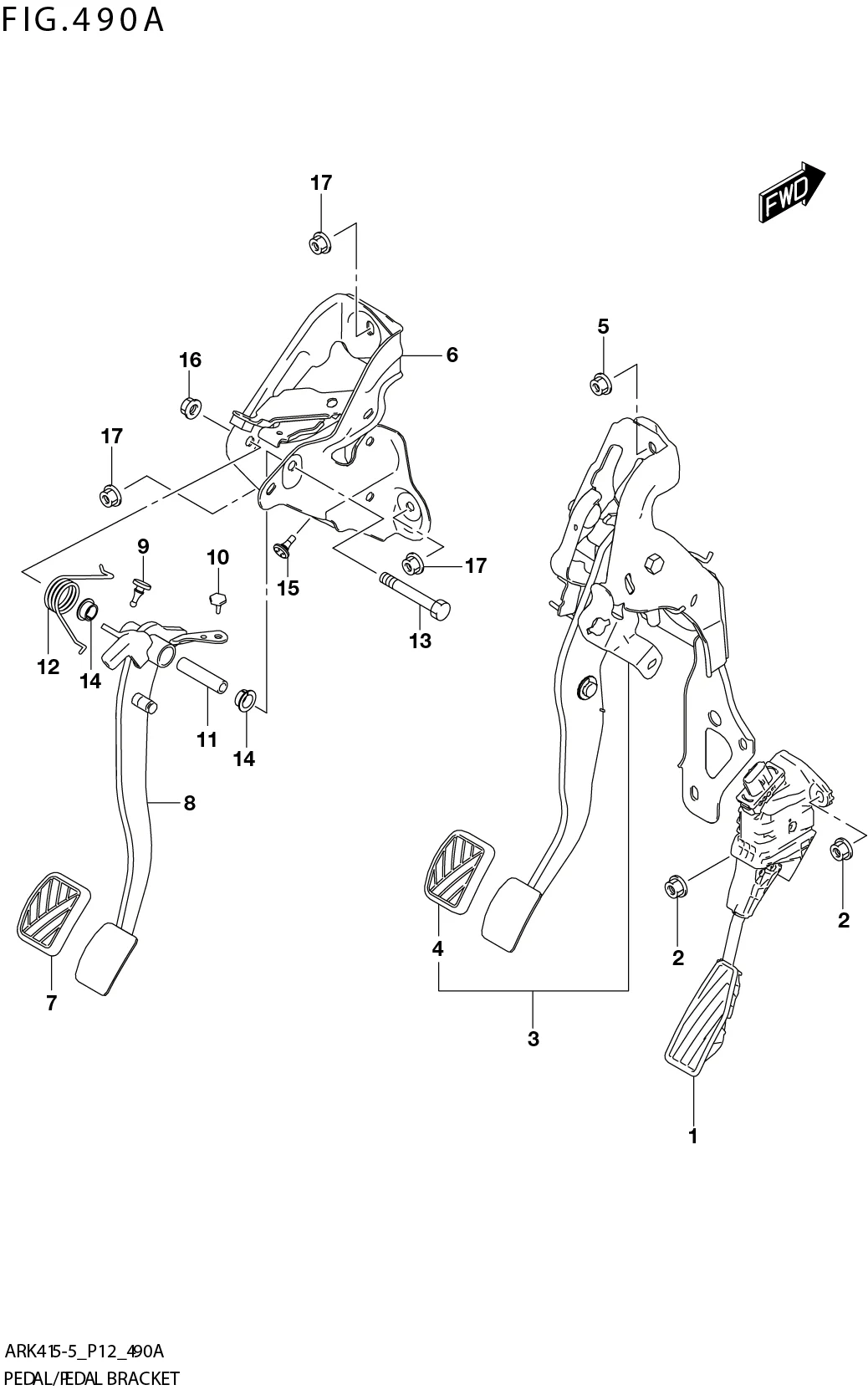 FIG. 490A PEDAL/PEDAL BRACKET (5MT)
