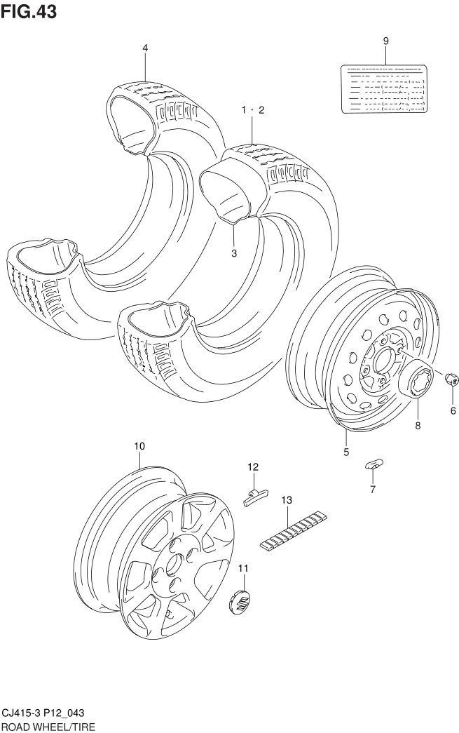 FIG.43 WHEEL AND TIRE