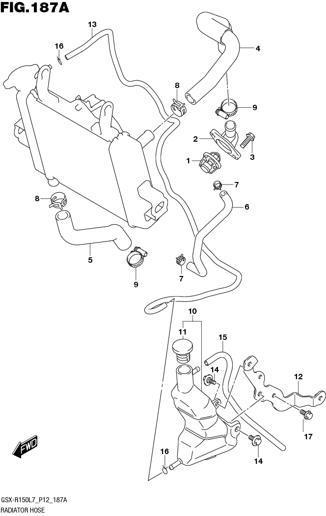 FIG.187A RADIATOR HOSE (GSX-S150MFL7 P12/GSX-S150MFXL7 P12)