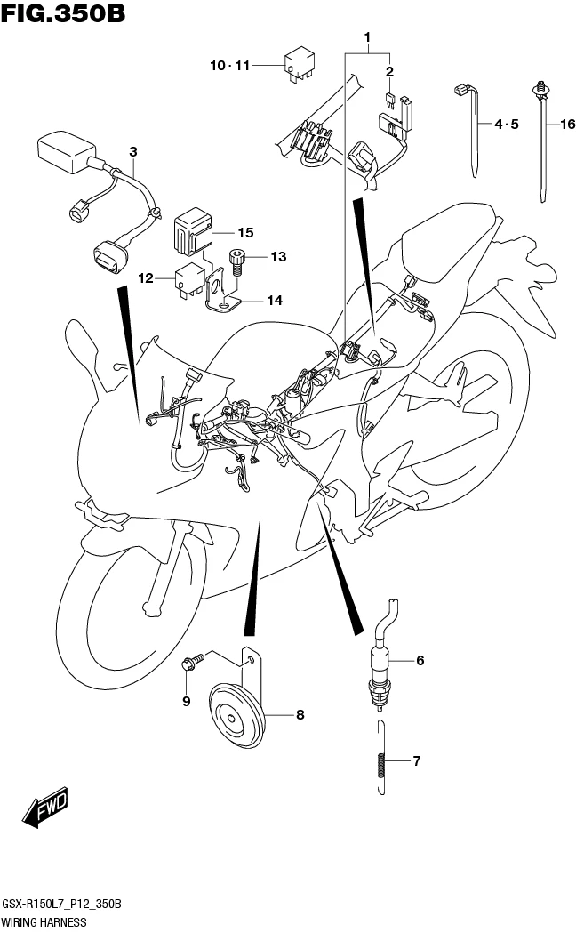 FIG.350B WIRING HARNESS (GSX-R150RFL7 P12/GSX-S150MFXL7 P12)