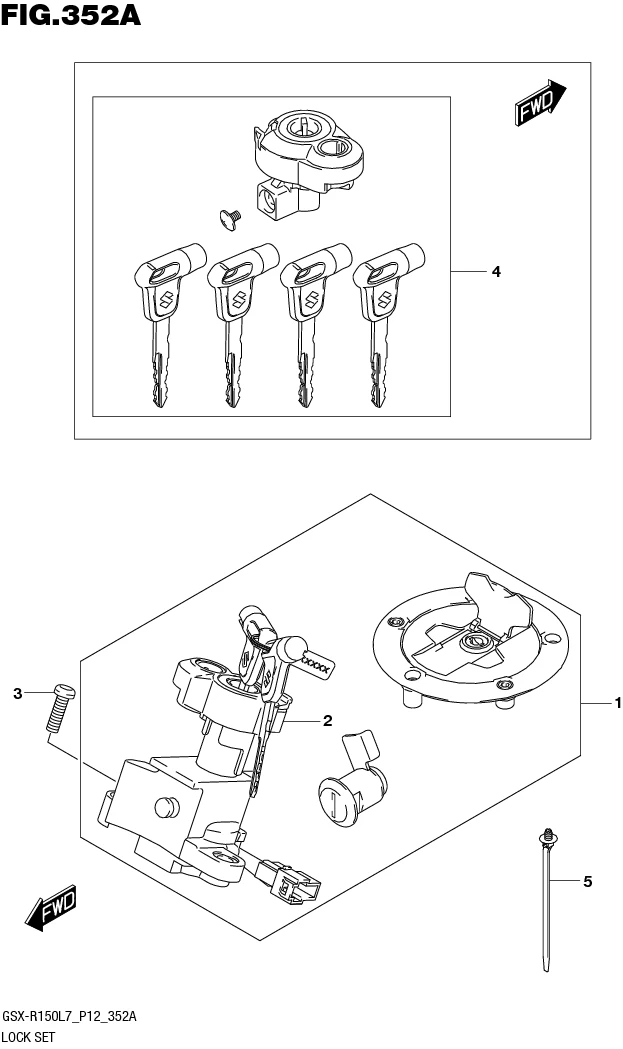 FIG.352A LOCK SET (GSX-S150MFL7 P12/GSX-S150MFXL7 P12)