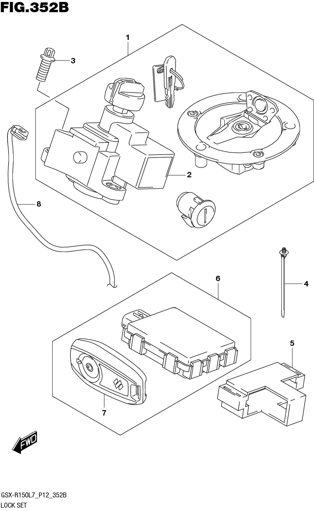 FIG.352B LOCK SET (GSX-R150RFL7 P12/GSX-R150RFXL7 P12)