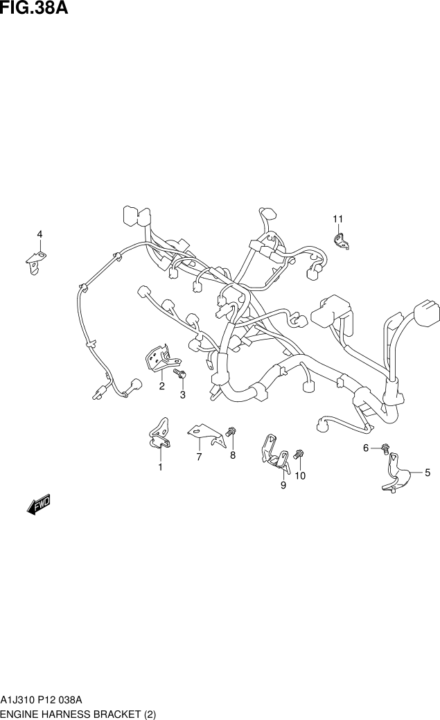 FIG. 38A ENGINE HARNESS BRACKET (5AGS)