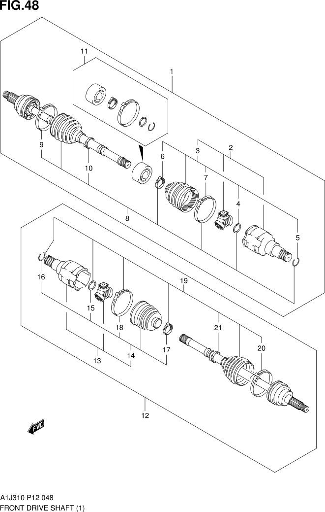 FIG. 48 FRONT DRIVE SHAFT (5MT)