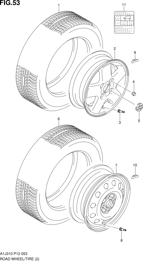FIG. 53 ROAD WHEEL/TIRE (GL,GX)