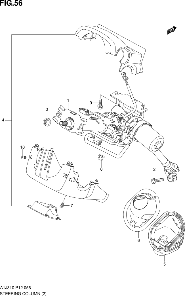 FIG. 56 STEERING COLUMN (GL,GX,GS)