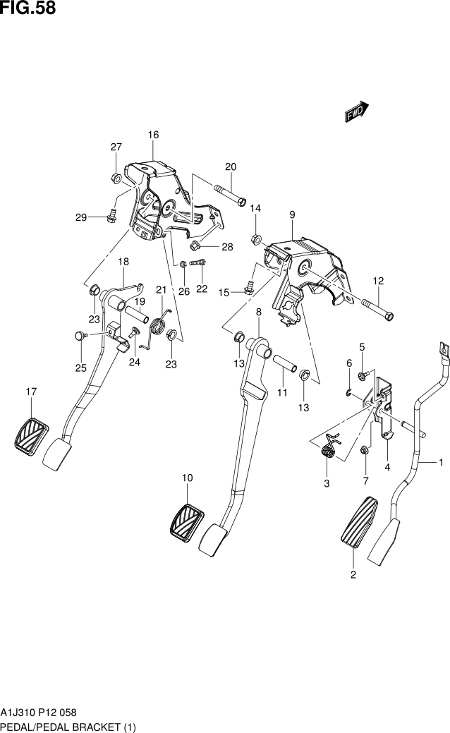 FIG. 58 PEDAL/PEDAL BRACKET (TYPE 1)