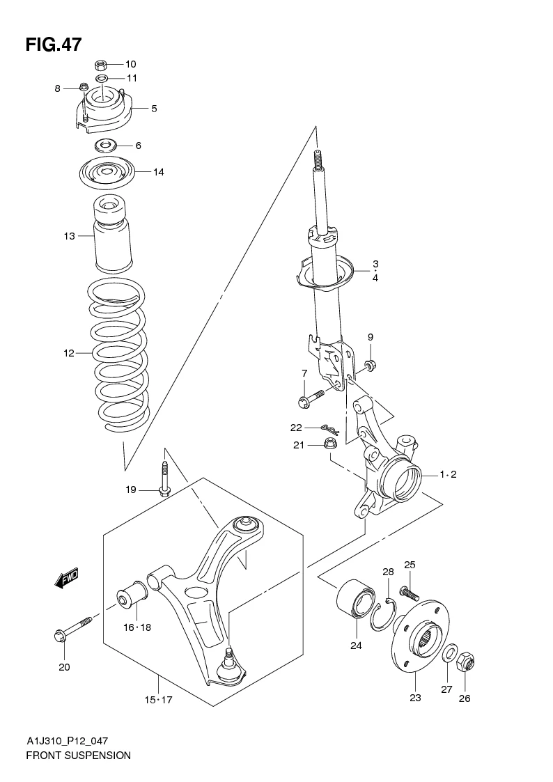 FIG. 47 FRONT SUSPENSION