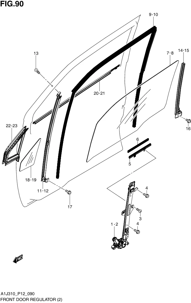 FIG. 90 FRONT DOOR REGULATOR (GL,GX)