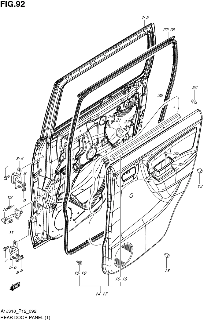 FIG. 92 REAR DOOR PANEL (GA,GL)