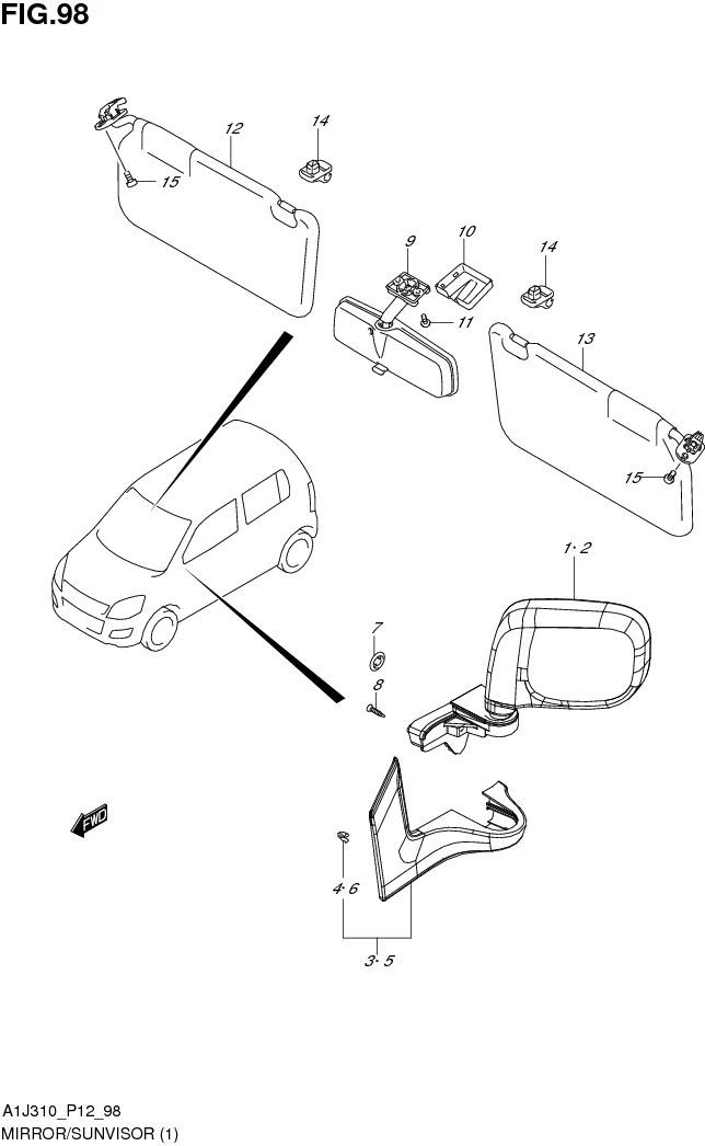 FIG. 98 MIRROR/SUNVISOR (GA)