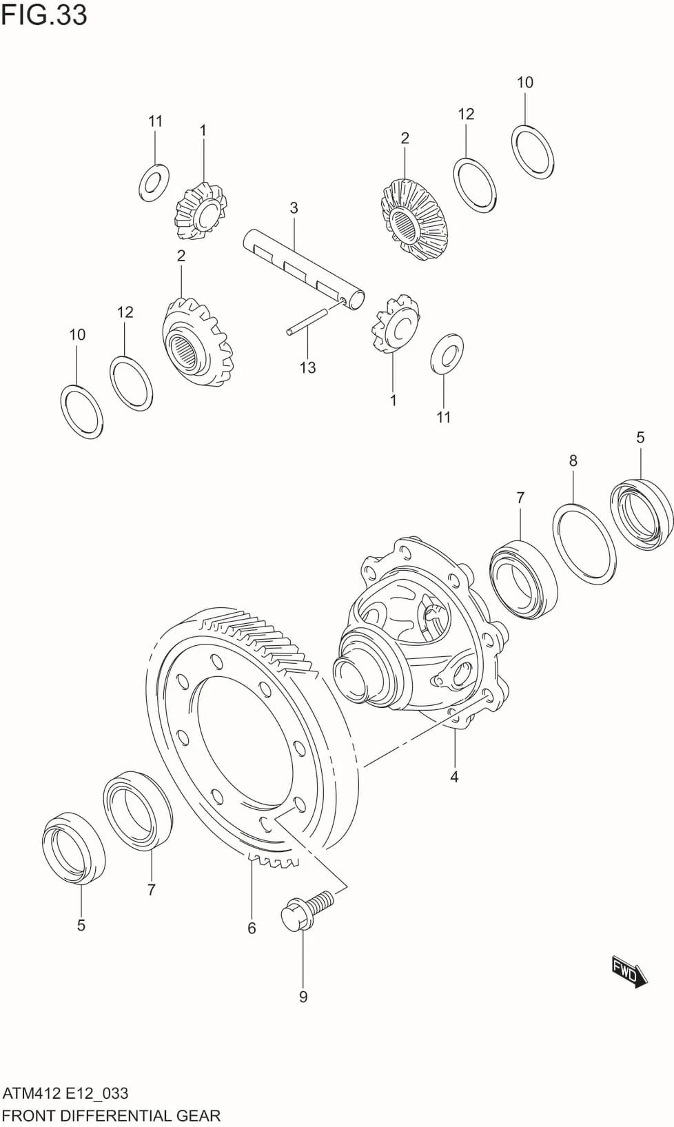 FIG.33 FRONT DIFFERENTIAL GEAR (5MT)