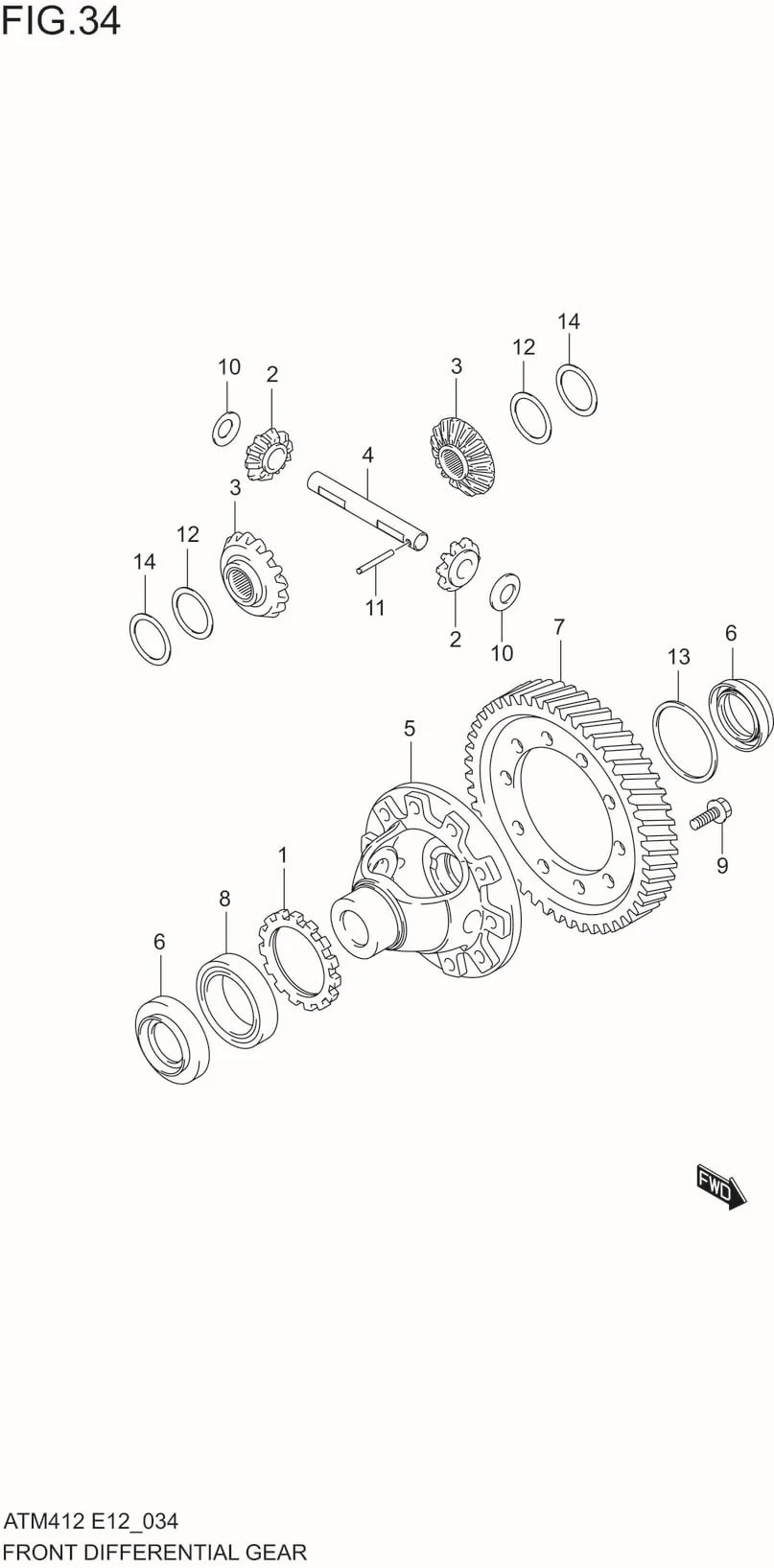 FIG.34 FRONT DIFFERENTIAL GEAR (5AGS)