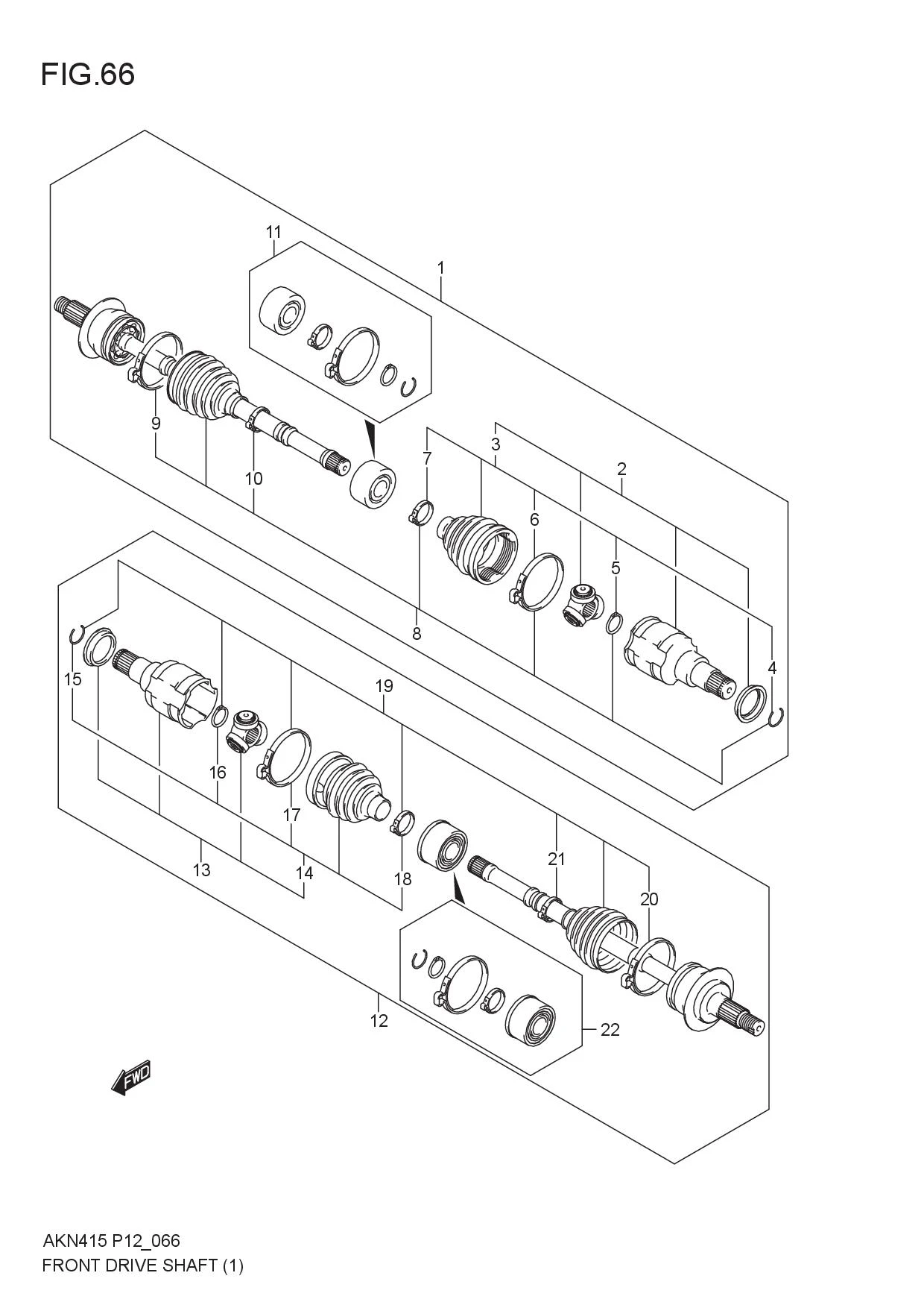 FIG.66 FRONT DRIVE SHAFT (5MT)