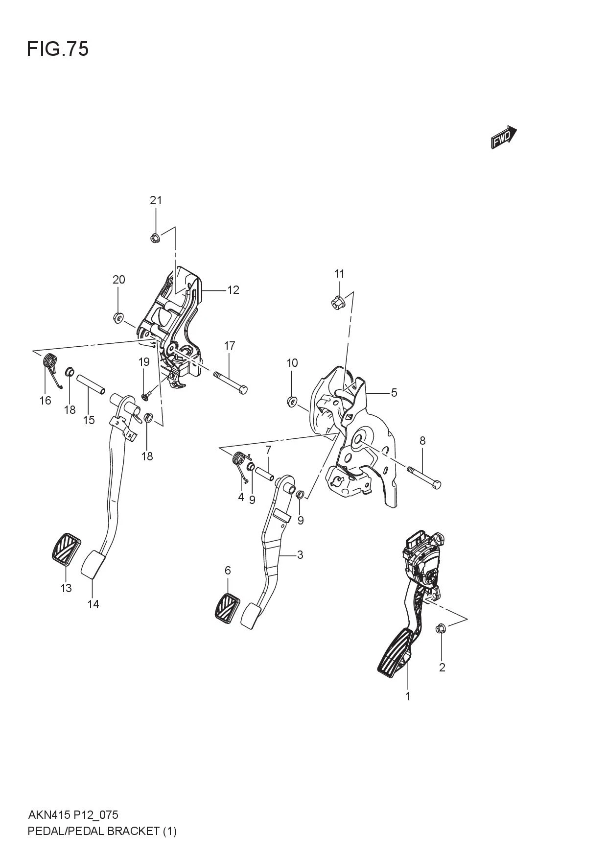 FIG.75 PEDAL/PEDAL BRACKET (5MT)