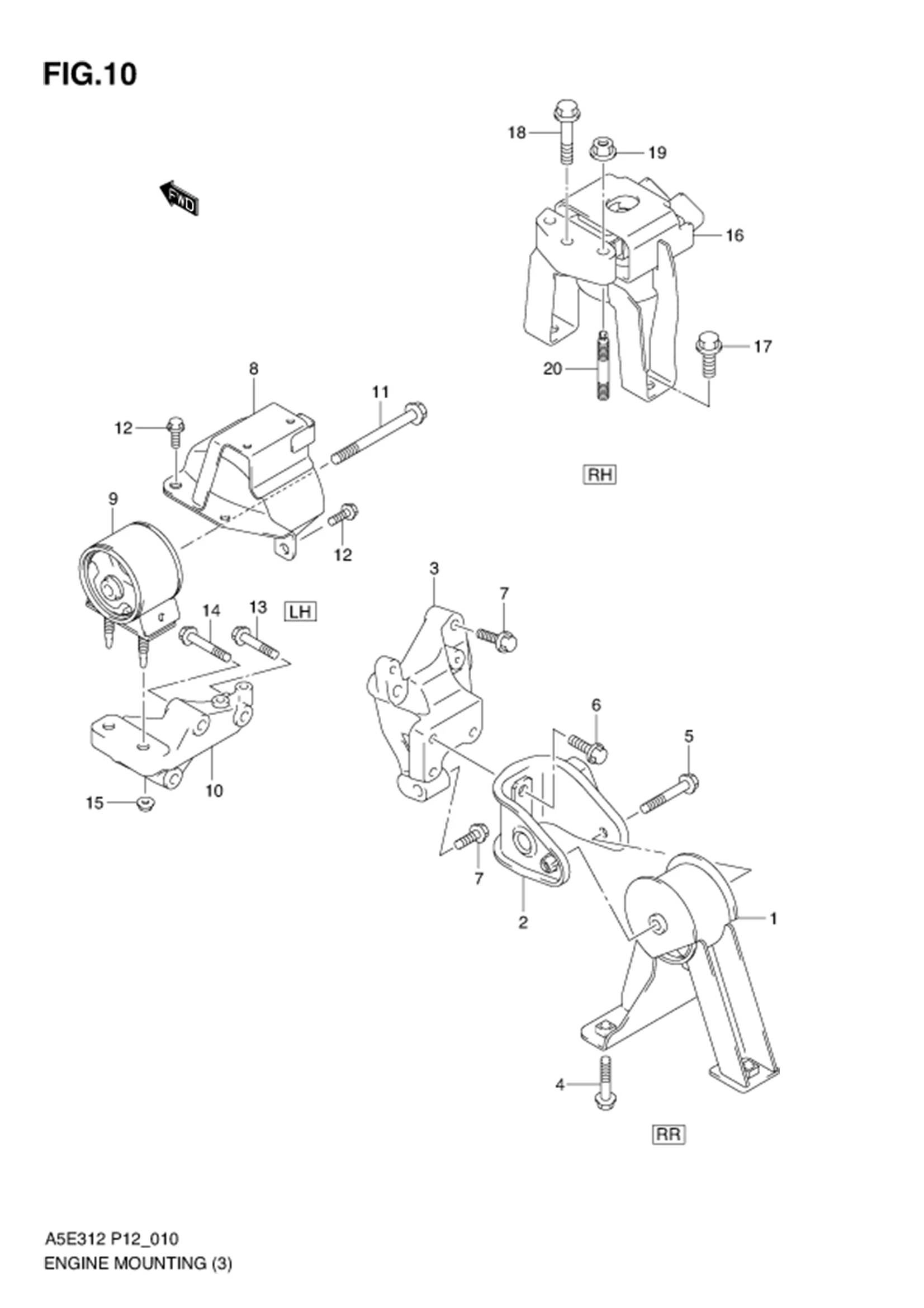 FIG.10 ENGINE MOUNTING (TYPE 2:AT)