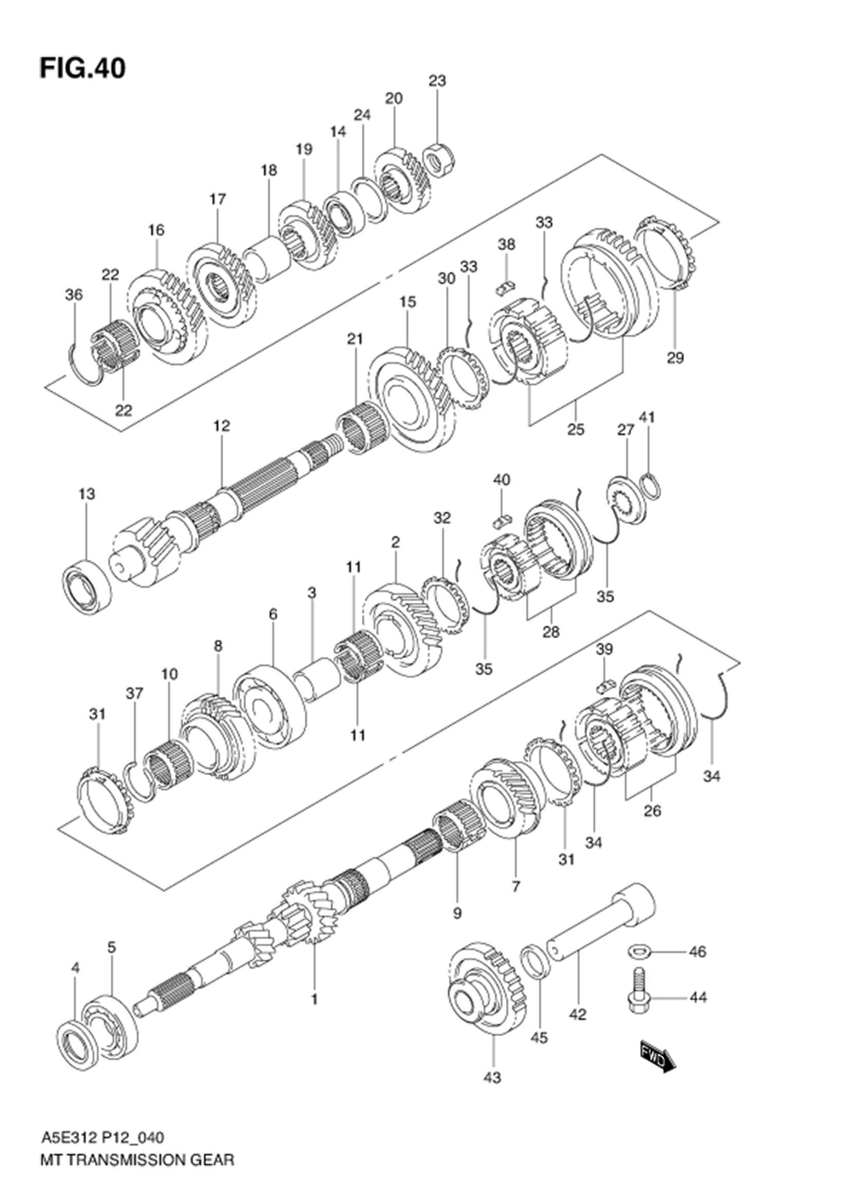 FIG.40 MT TRANSMISSION GEAR (MT)