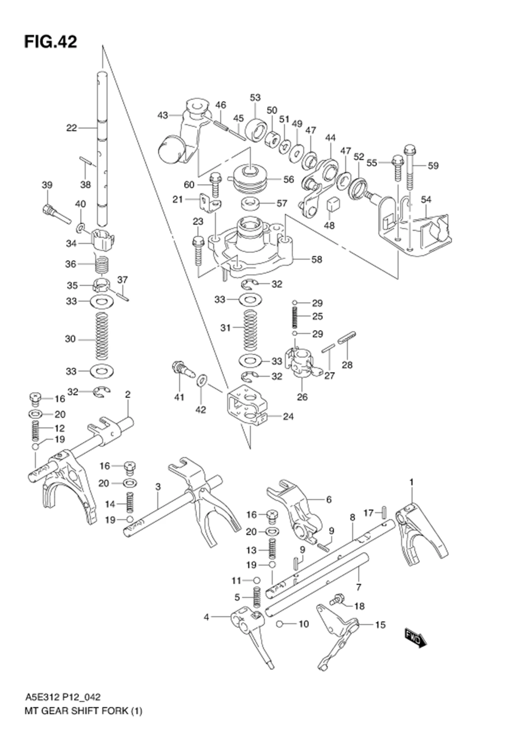 FIG.42 MT GEAR SHIFT FORK (TYPE 1 :MT)