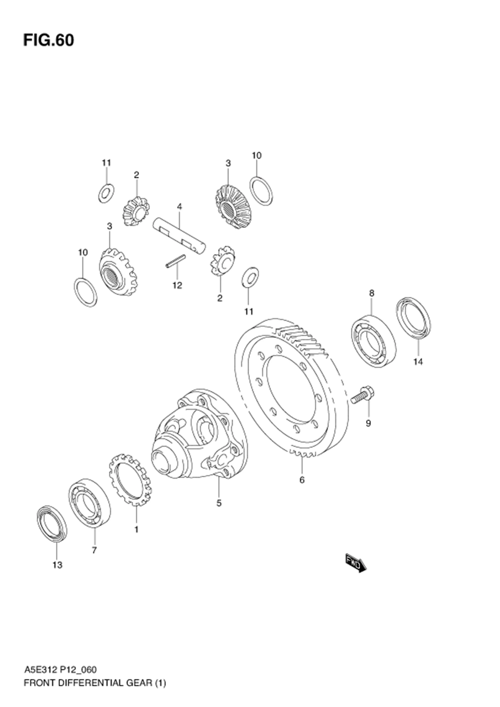 FIG.60 FRONT DIFFERENTIAL GEAR (TYPE 1 :MT)